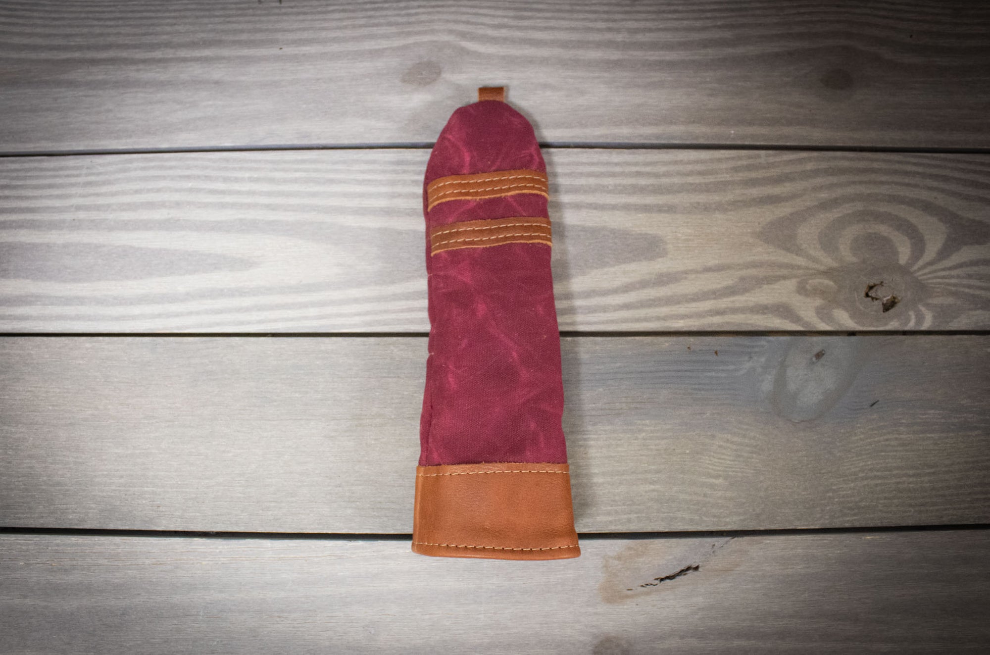 Burgundy and Natural Leather Traditional Style Hybrid Cover- Steurer & Jacoby