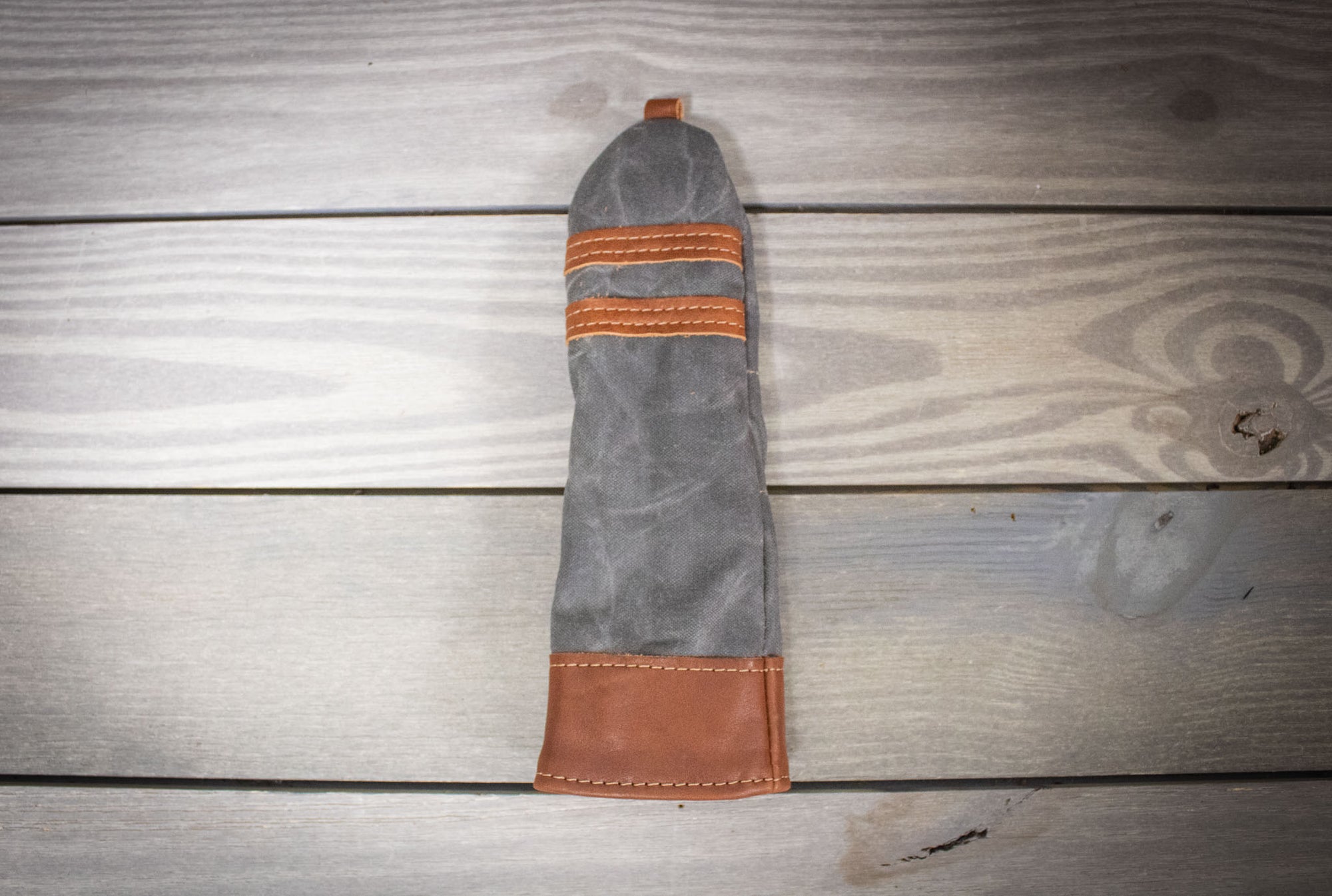 Charcoal and Natural Leather Traditional Style Hybrid Cover- Steurer & Jacoby