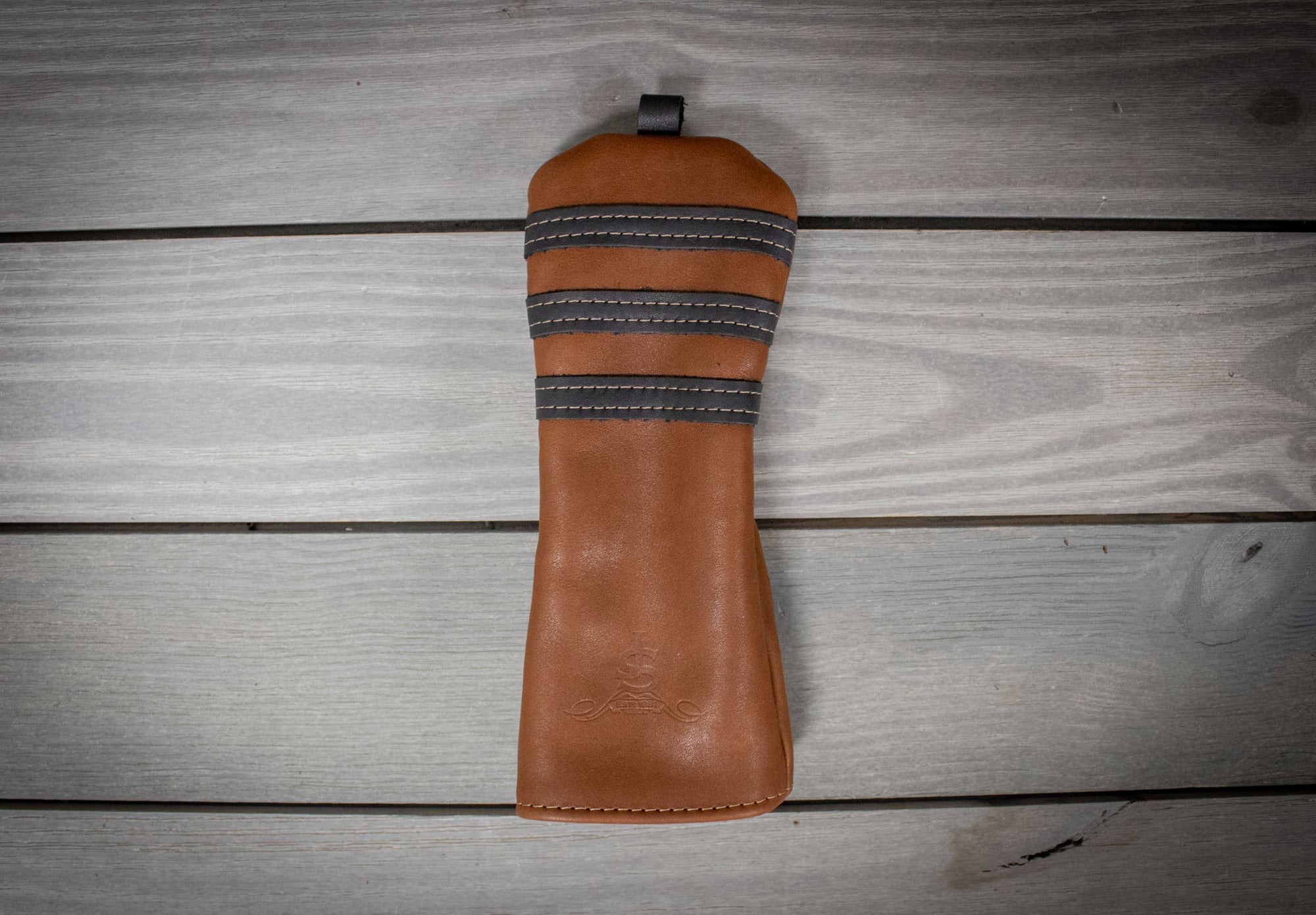 Chestnut and Black Leather Fairway Wood Cover- Steurer & Jacoby