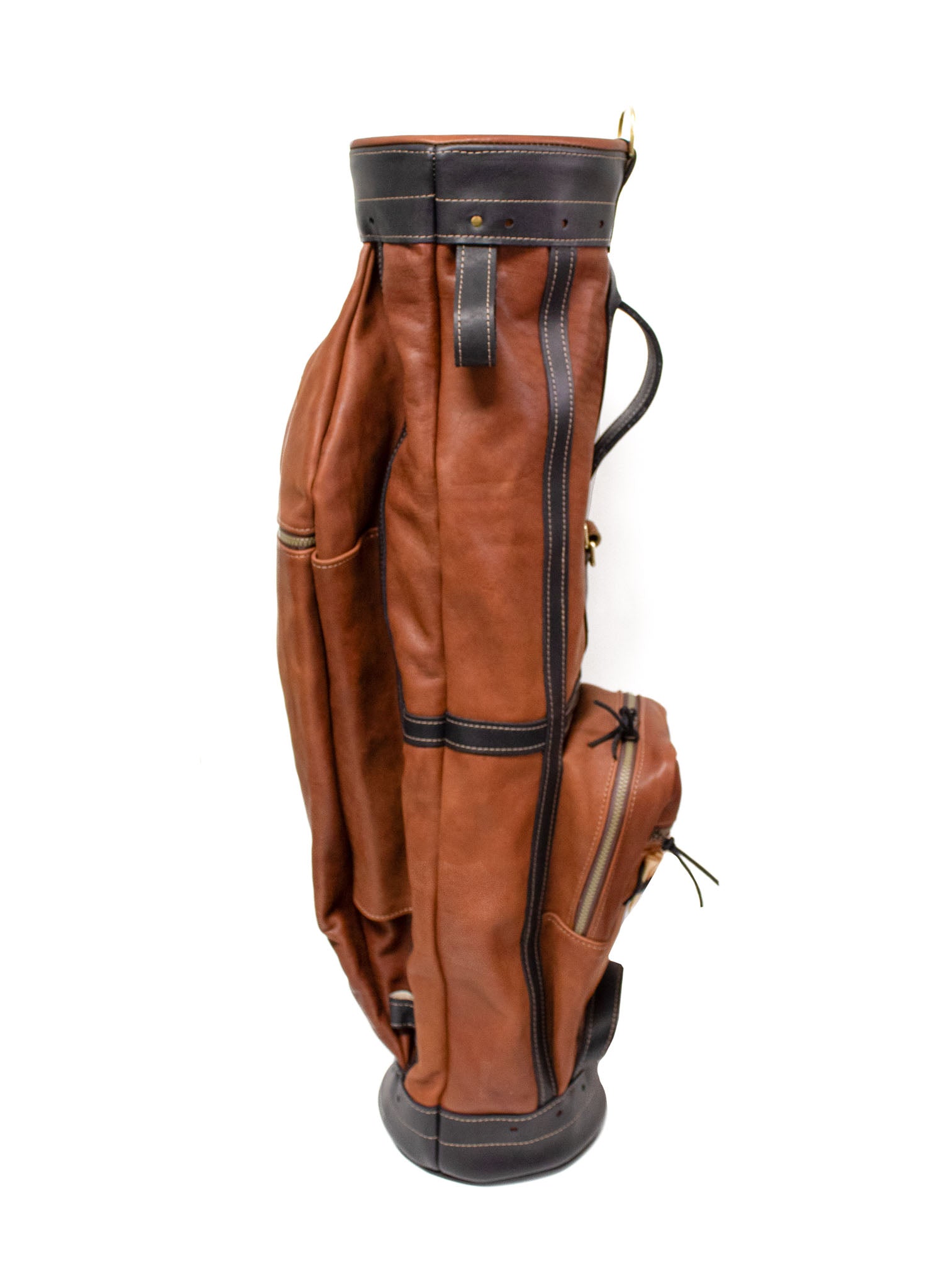 Chestnut and Black Leather Staff Style Golf Bag- Steurer & Jacoby