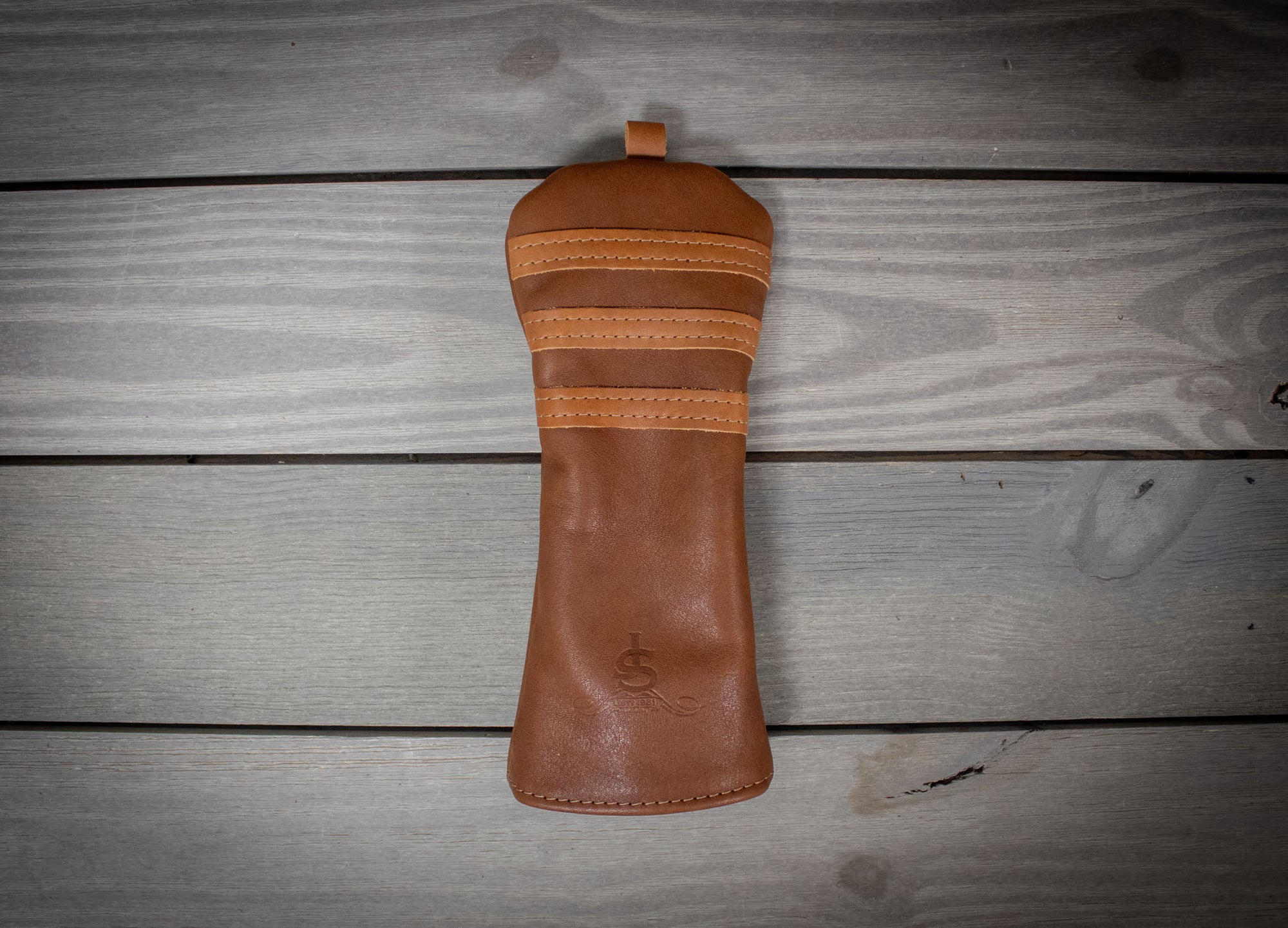Chestnut and Natural Leather Fairway Wood Cover- Steurer & Jacoby