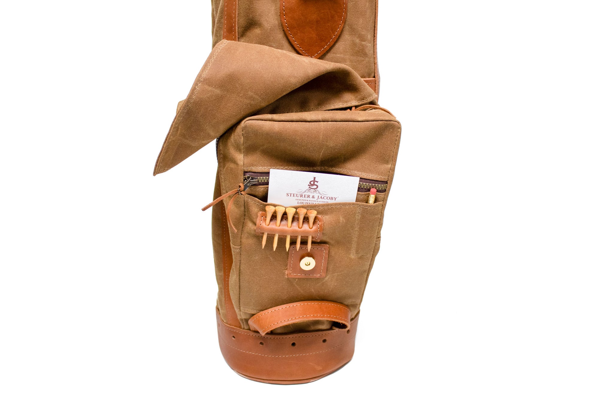 Field Tan and Natural Leather Staff Bag Ball Pocket- Steurer & Jacoby