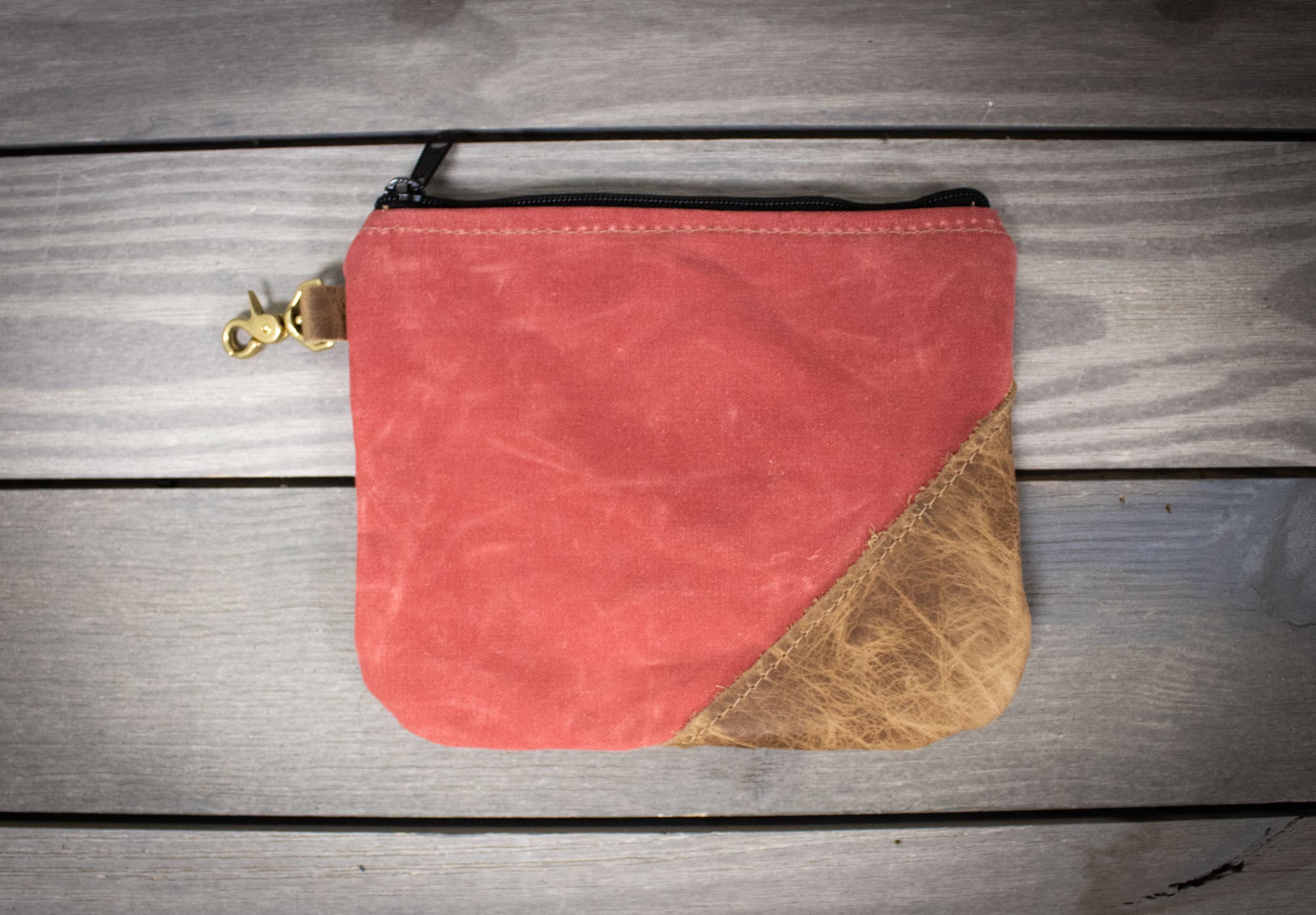 Nantucket Red Canvas and Leather Valuables Pouch- Steurer & Jacoby