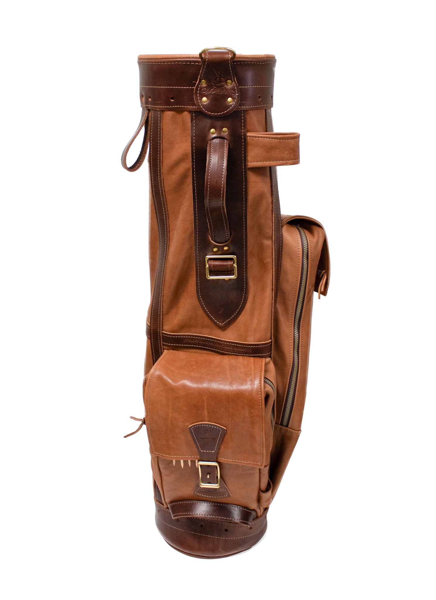 Natural Leather and Chestnut Leather Trim Airliner Style Golf Bag- Steurer & Jacoby