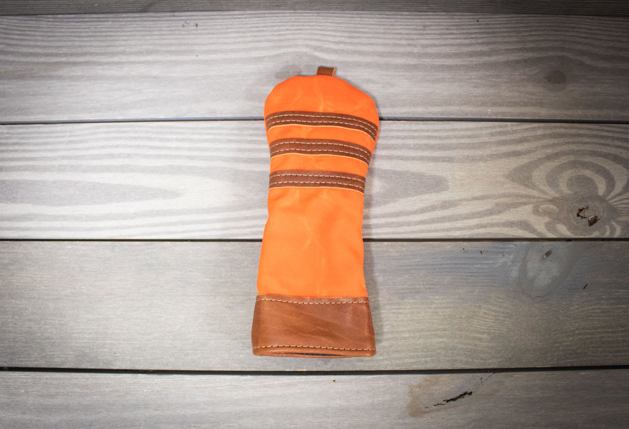 Orange and Natural Leather Traditional Style Fairway Wood Cover- Steurer & Jacoby