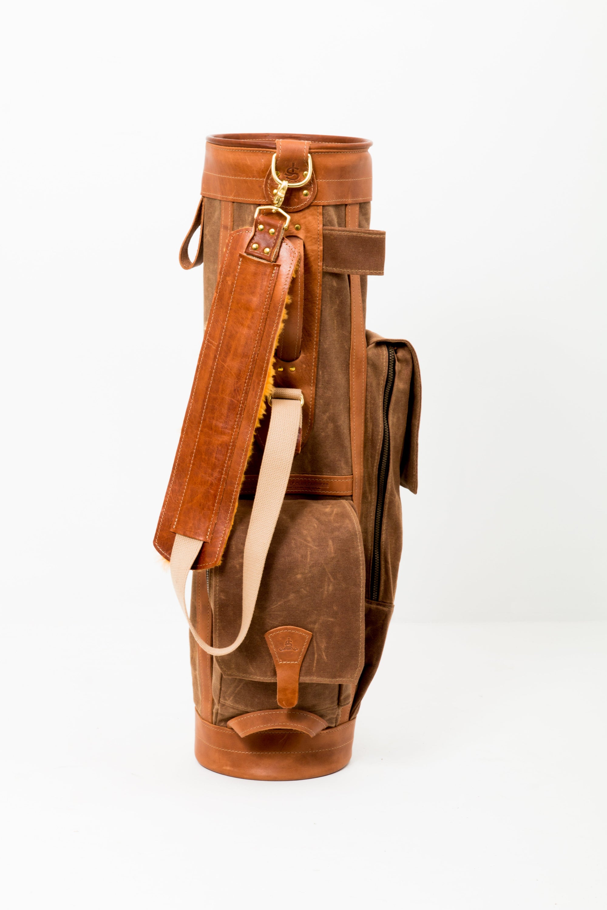 7" Airliner Style Golf Bag Brush Brown with Natural Leather- Steurer & Jacoby