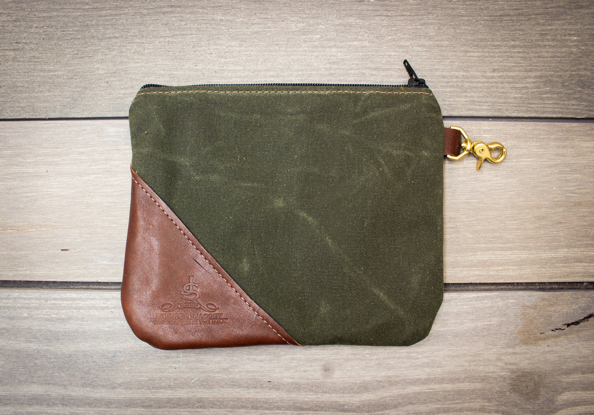 Waxed Canvas and Leather Valuables Pouch - Steurer & Jacoby