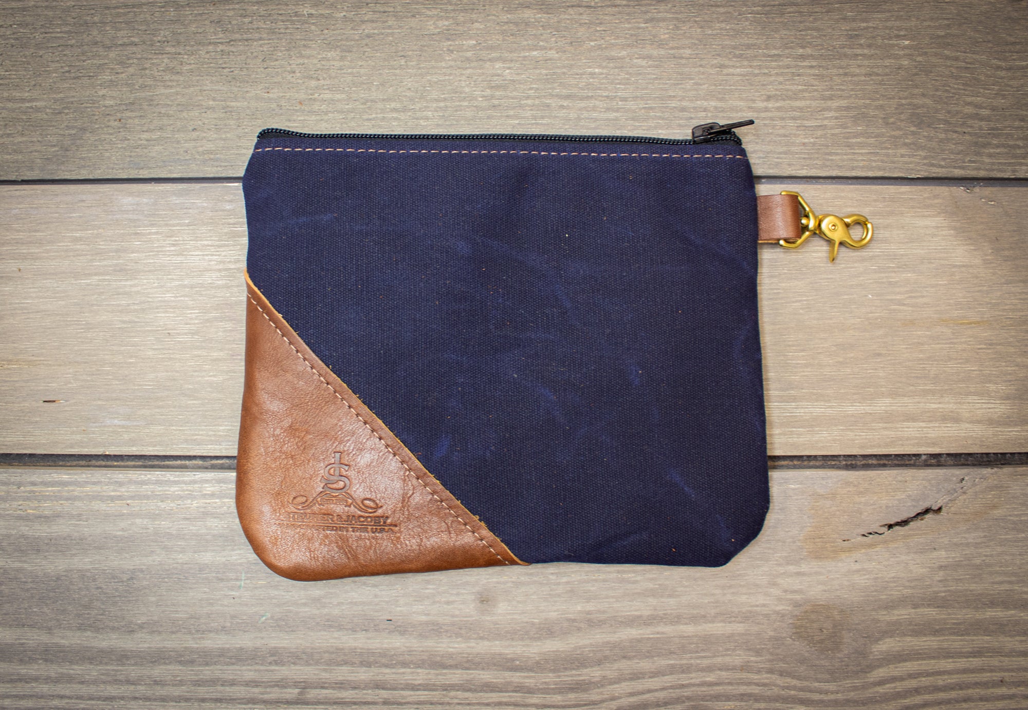 Waxed Canvas and Leather Valuables Pouch - Steurer & Jacoby
