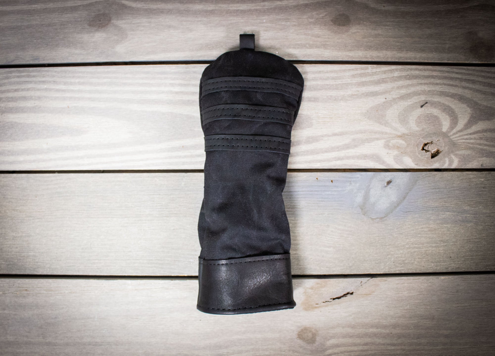 Black Waxed Canvas and Black Leather- Fairway Wood Cover- Steurer & Jacoby