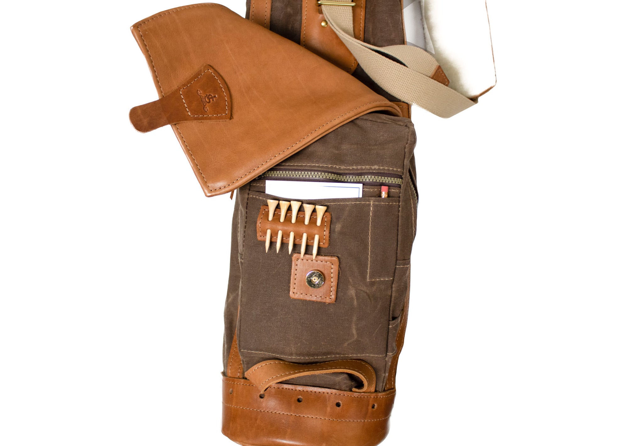 Bourbon Sunday Style Golf Bag with Natural Leather Ball Pocket Flap- Steurer & Jacoby