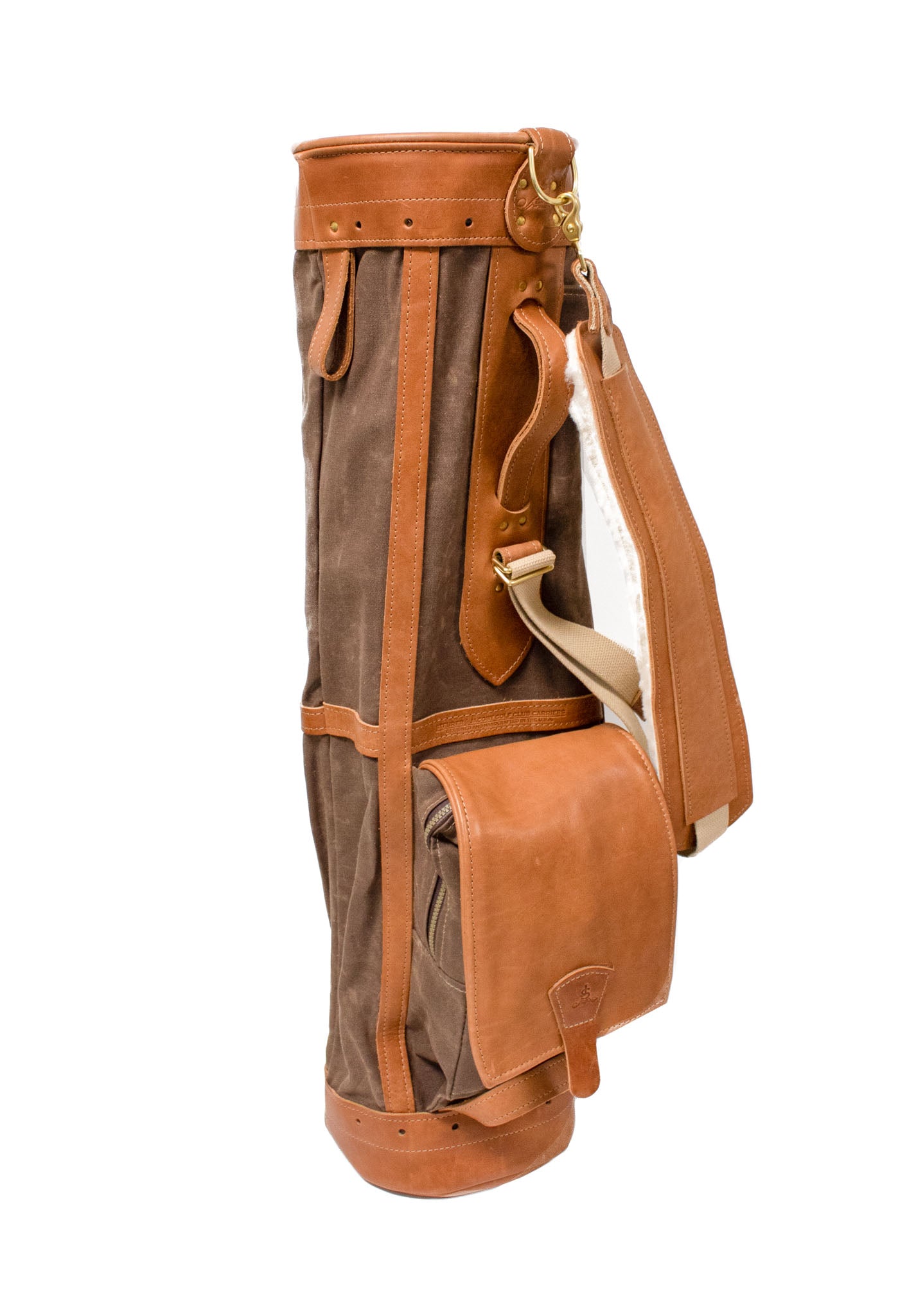 Bourbon Sunday Style Golf Bag with Natural Leather Ball Pocket Flap- Steurer & Jacoby