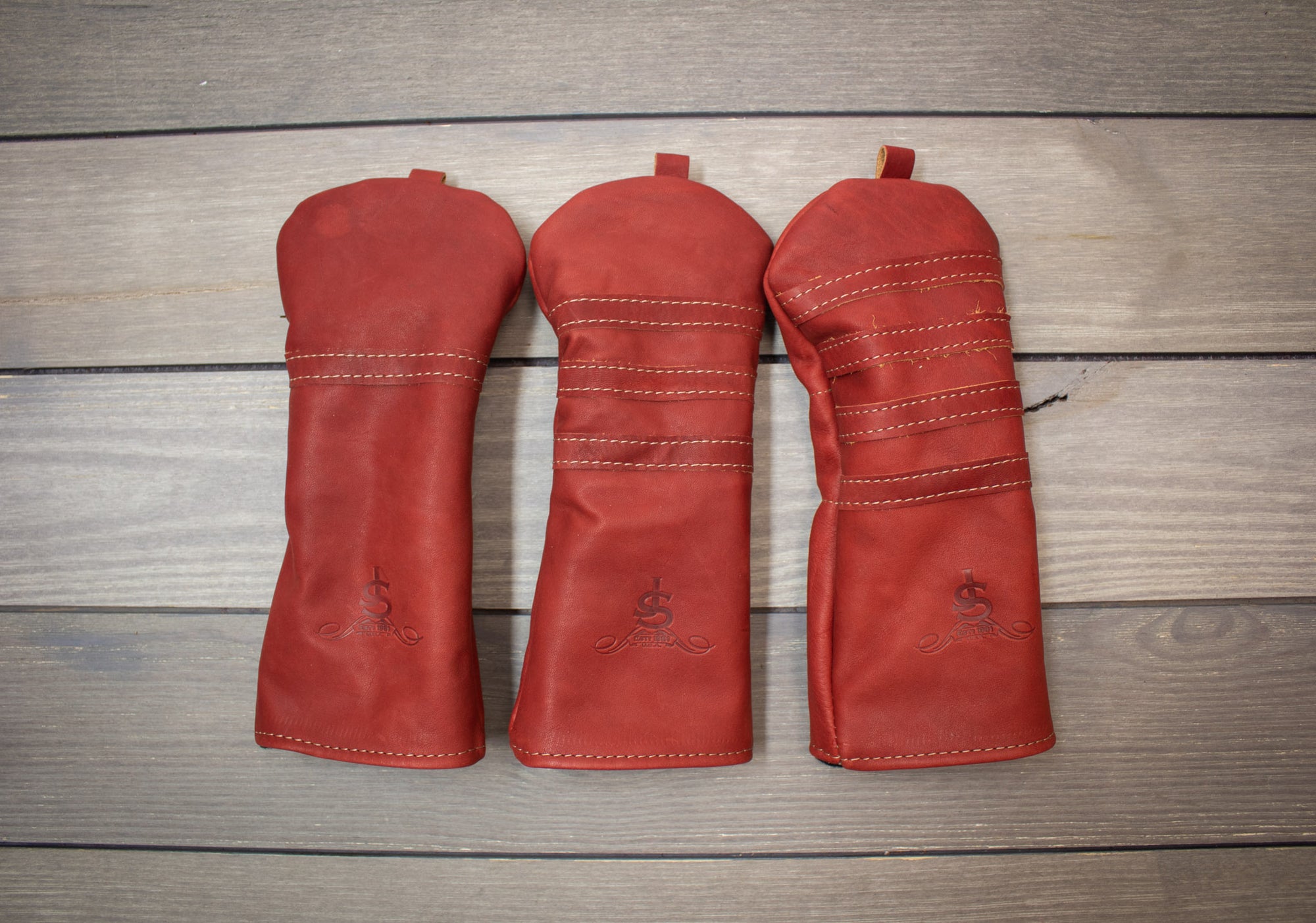 Burgundy Leather Traditional Style Head Covers- Steurer & Jacoby