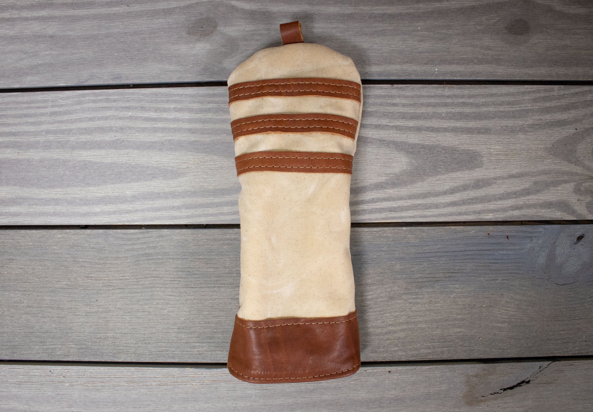 Natural Waxed Canvas and Natural Leather- Fairway Wood Cover- Steurer & Jacoby