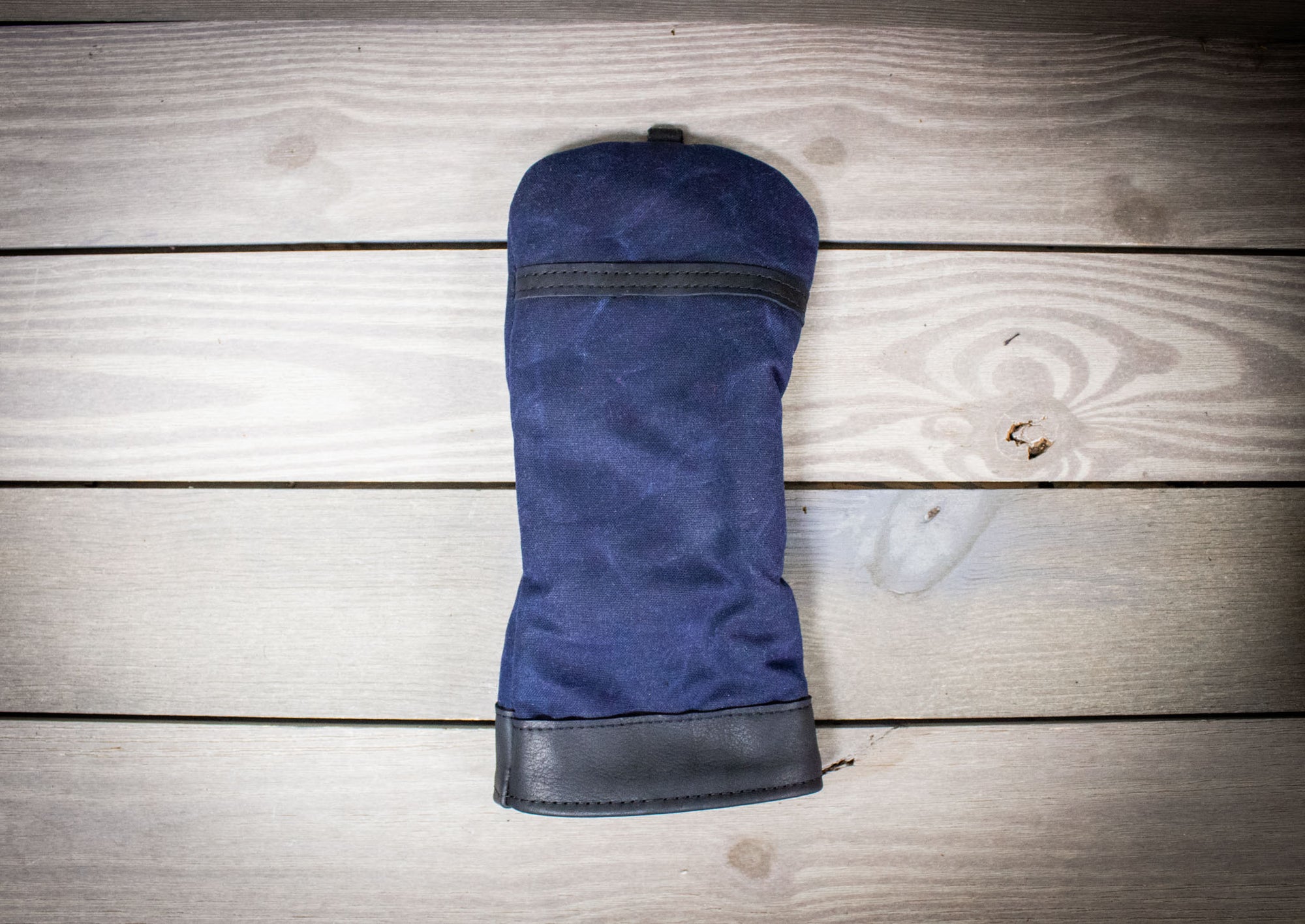 Navy Waxed Canvas and Black Leather- Driver Cover- Steurer & Jacoby