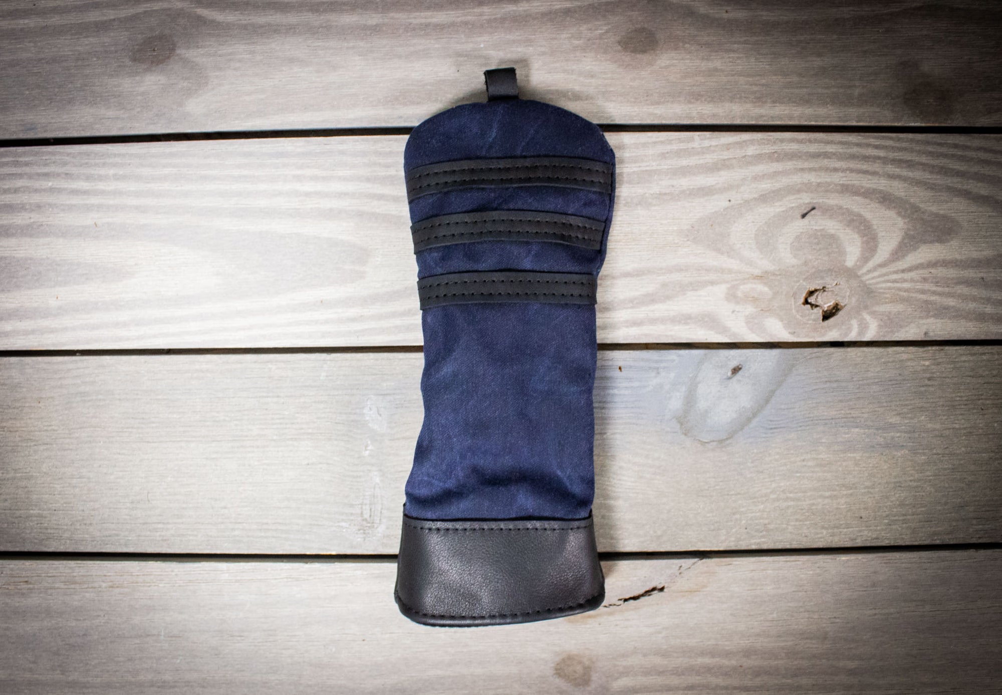 Navy Waxed Canvas and Black Leather- Fairway Wood Cover- Steurer & Jacoby