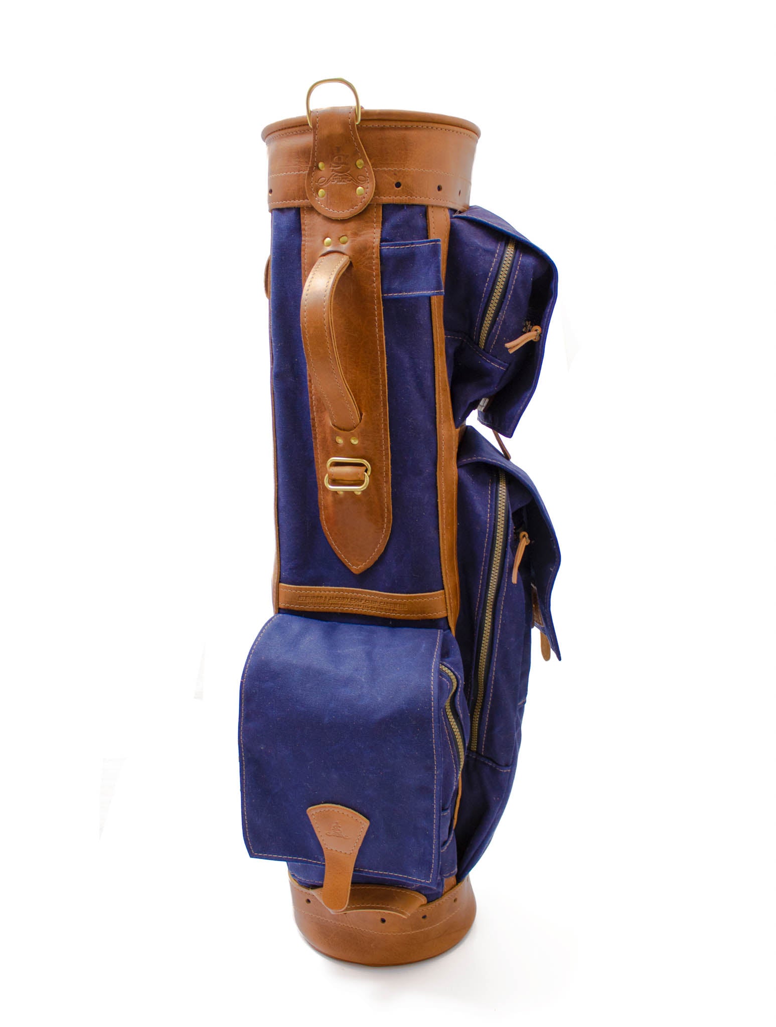 8" Navy Waxed Gran Tour Golf Bag- Steurer & Jacoby