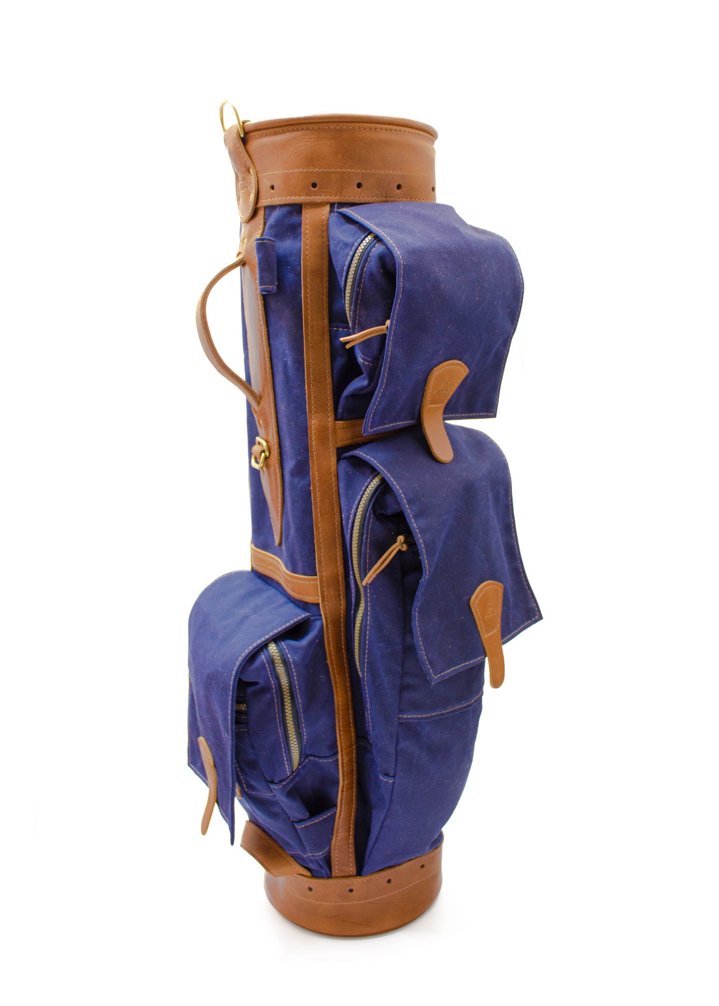 8" Navy Waxed Gran Tour Golf Bag- Steurer & Jacoby