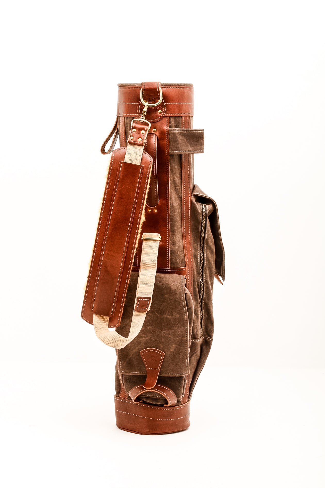 Custom 8" Tour Style Golf Bag - Steurer & Jacoby (waxed canvas - "Dark Oak", formerly "Bourbon")