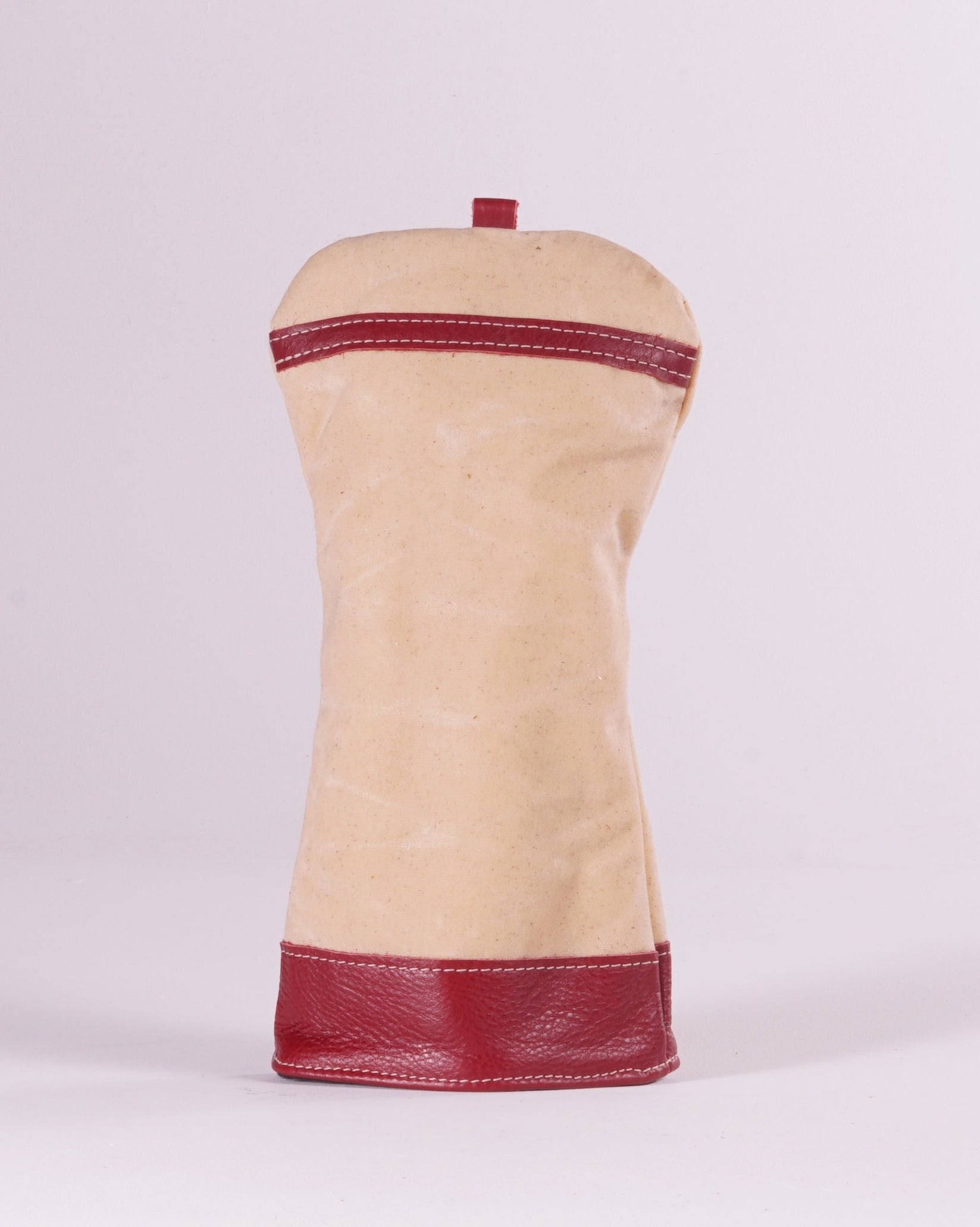 Modern Driver Head Cover - Natural Waxed Canvas and Burgundy Trim