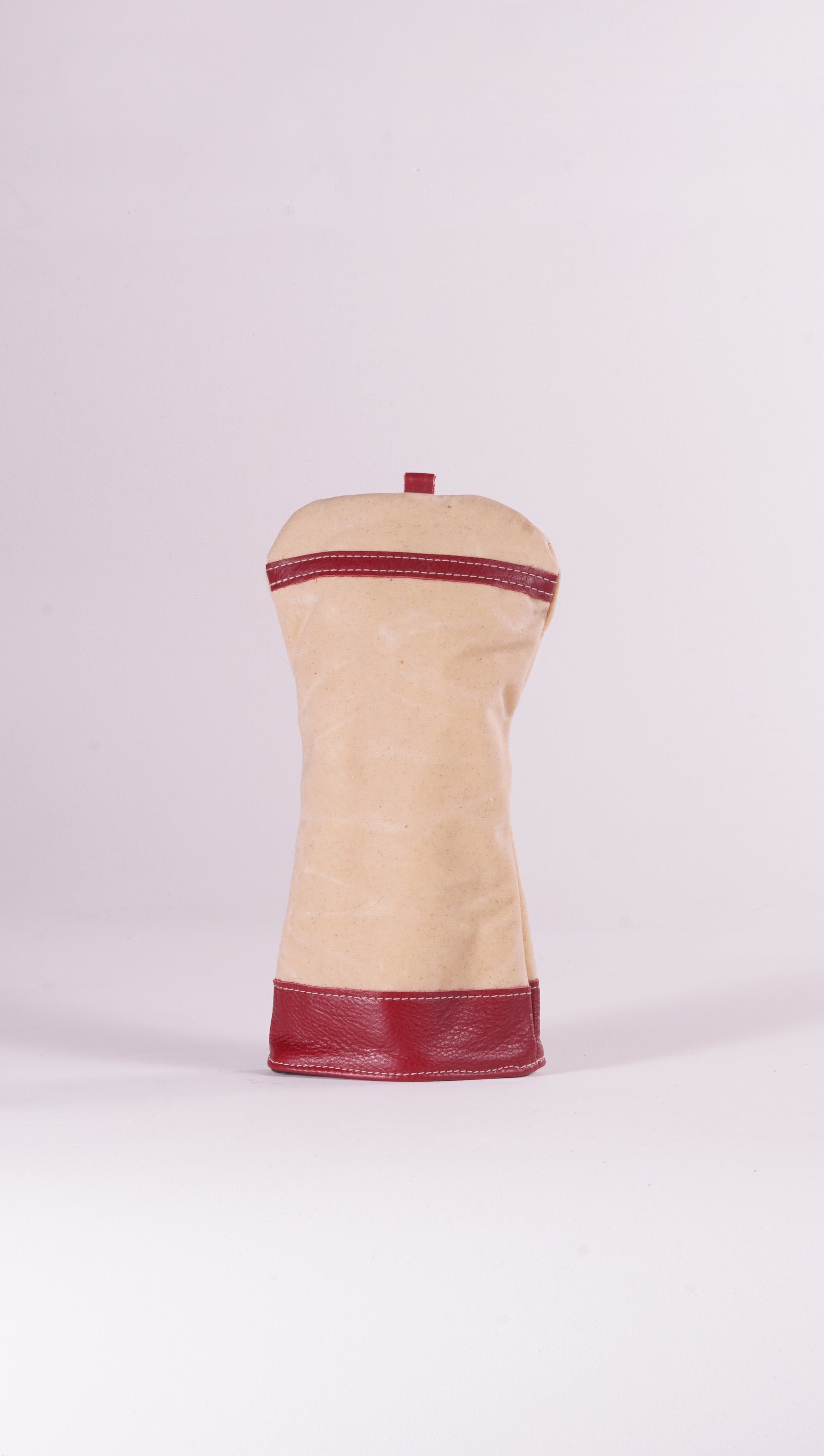 Modern Driver Head Cover - Natural Waxed Canvas and Burgundy Trim