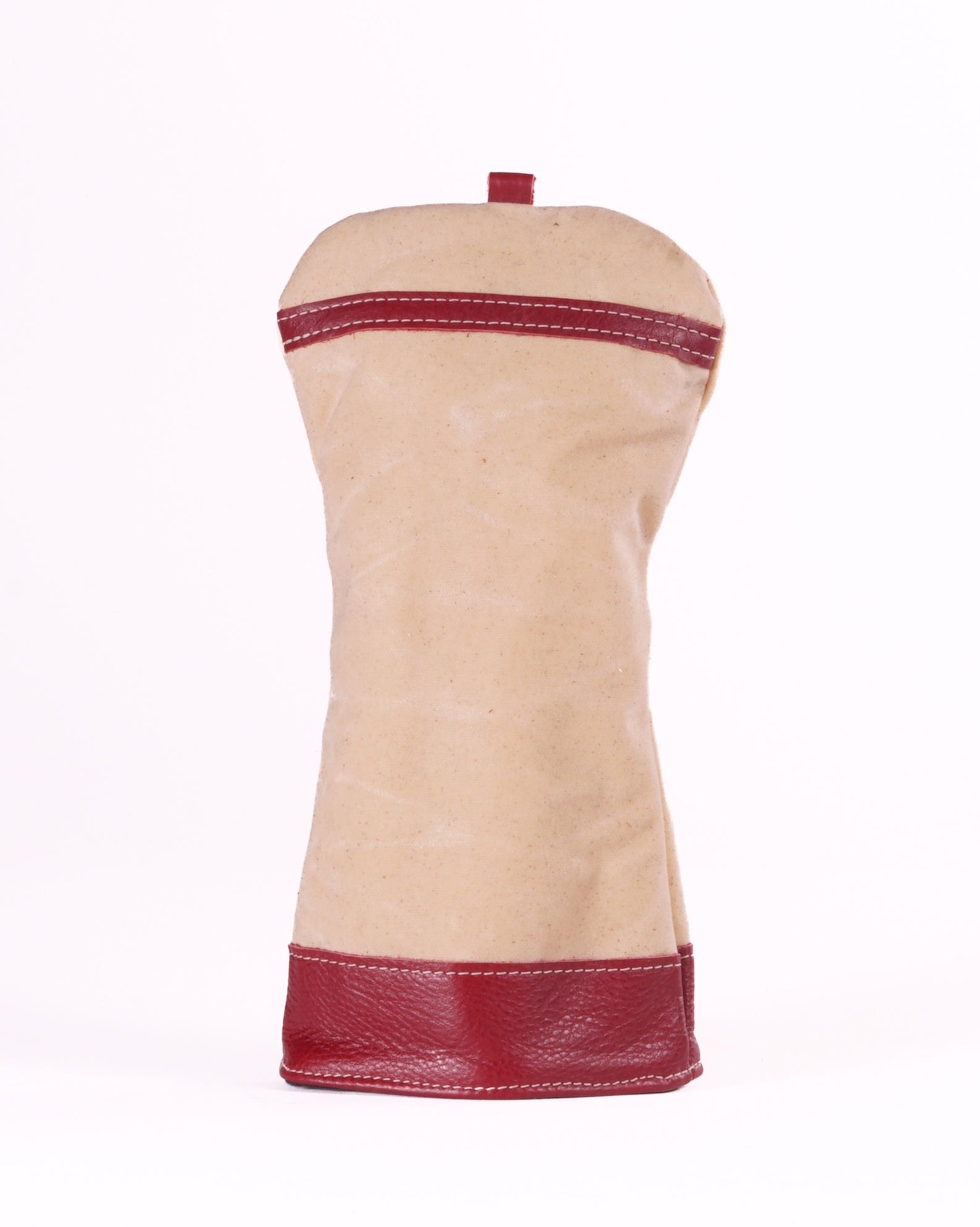Modern Driver Head Cover - Natural Waxed Canvas and Burgundy Trim