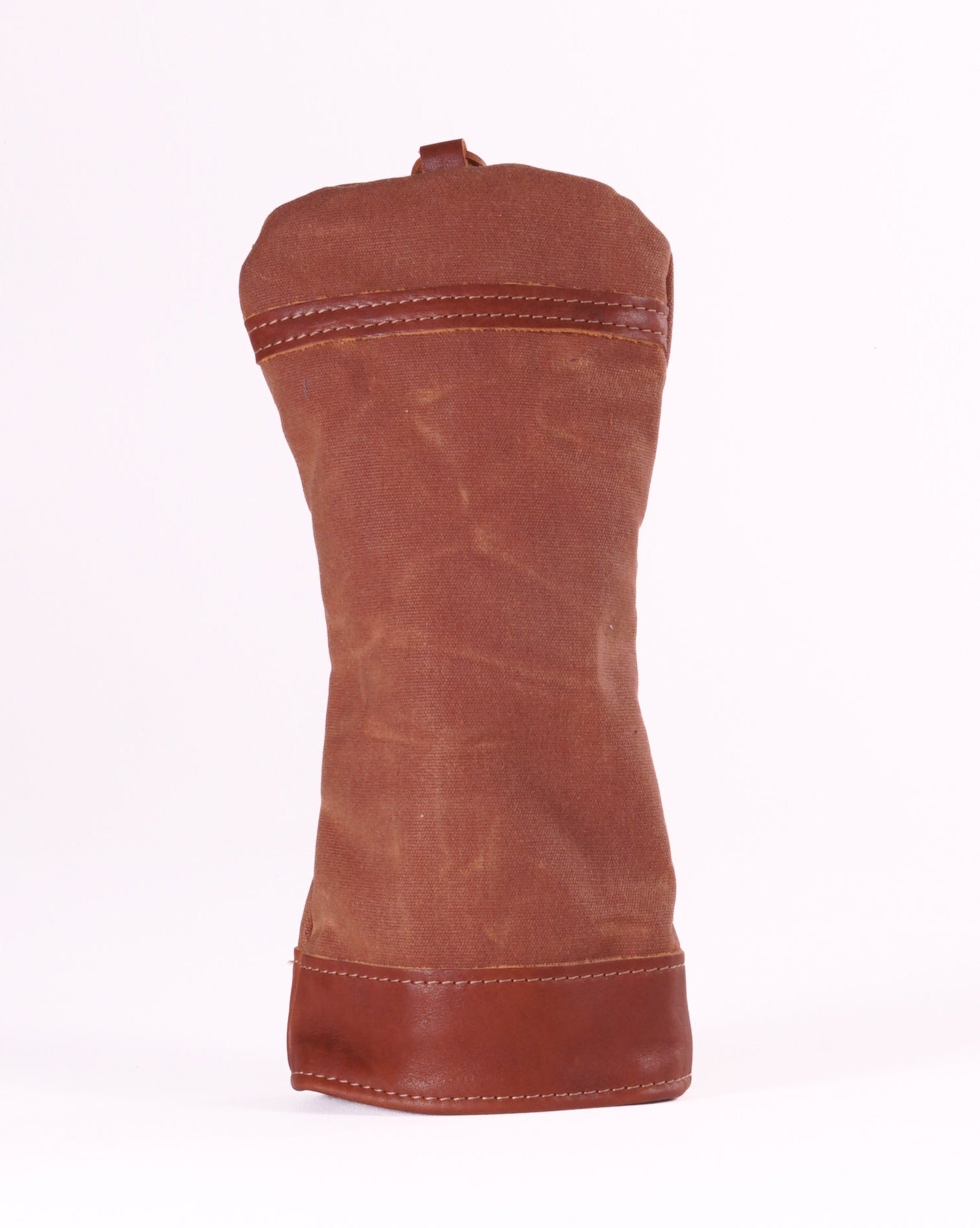 Modern Driver Head Cover - Brush Brown Waxed Canvas and Chestnut Leather Trim