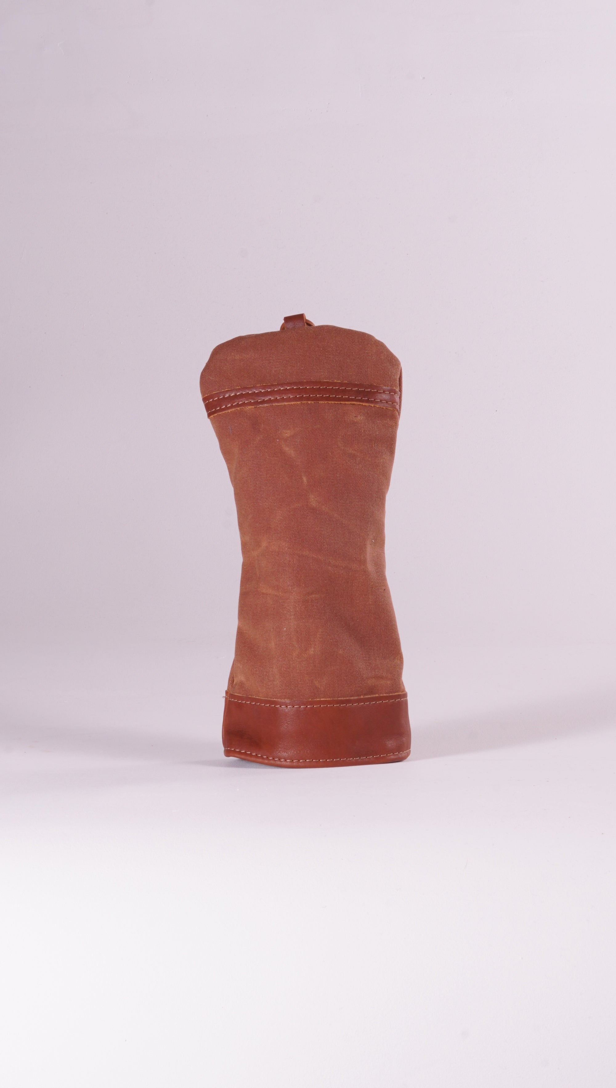 Modern Driver Head Cover - Brush Brown Waxed Canvas and Chestnut Leather Trim