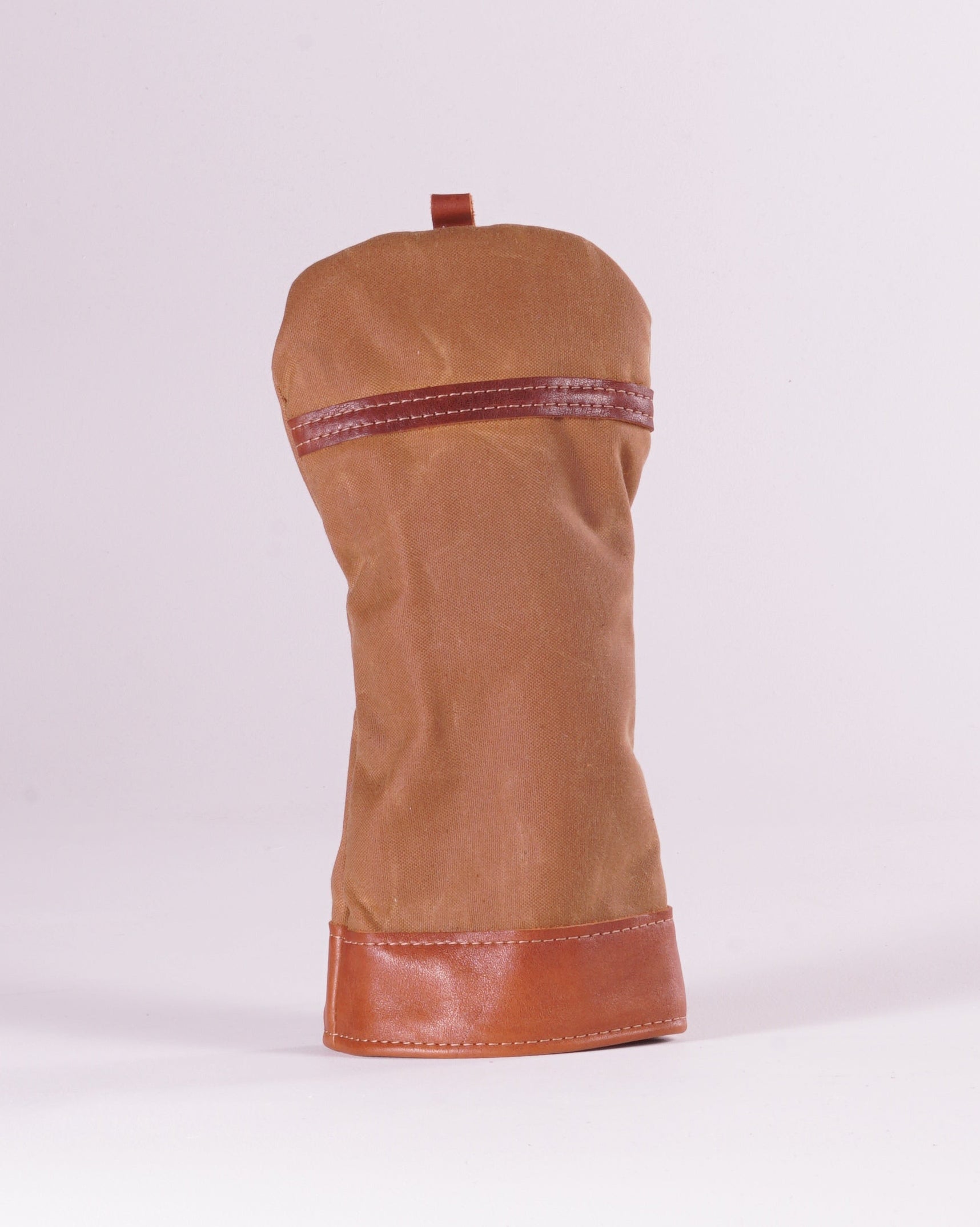 Modern Driver Head Cover - Field Tan Canvas and Chestnut Leather trim