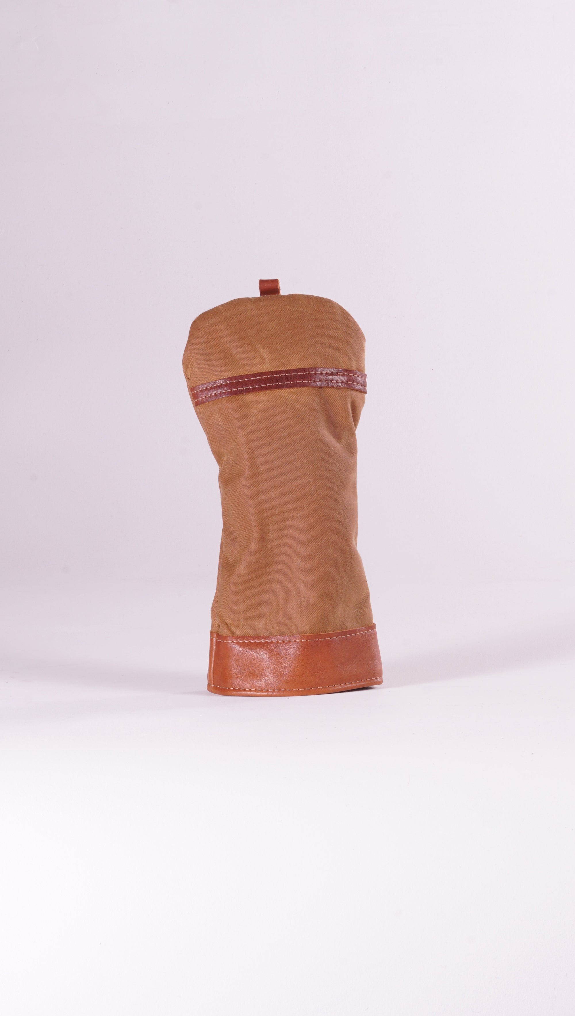 Modern Driver Head Cover - Field Tan Canvas and Chestnut Leather trim