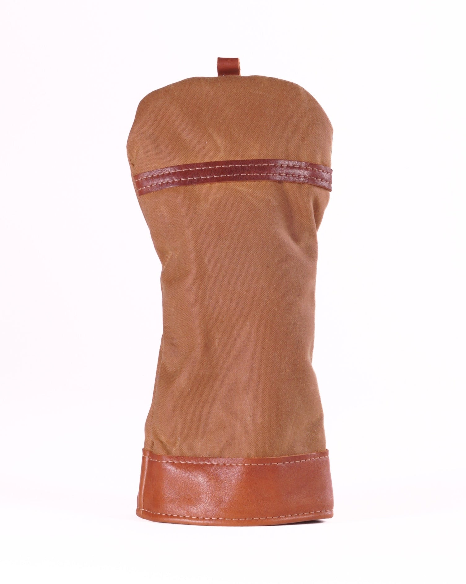 Modern Driver Head Cover - Field Tan Canvas and Chestnut Leather trim