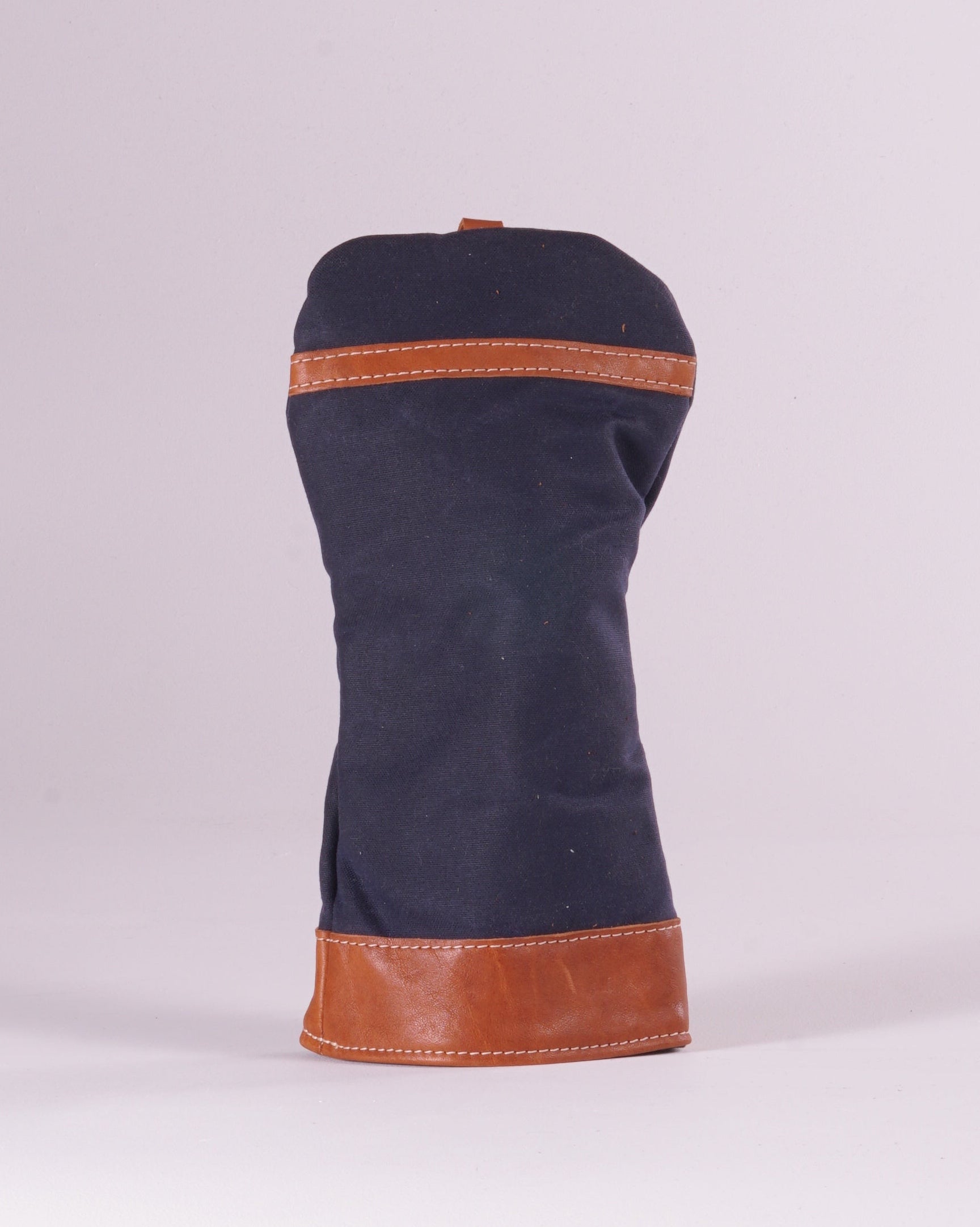 Modern Driver Head Cover - Navy Waxed Canvas and Natural Leather Trim