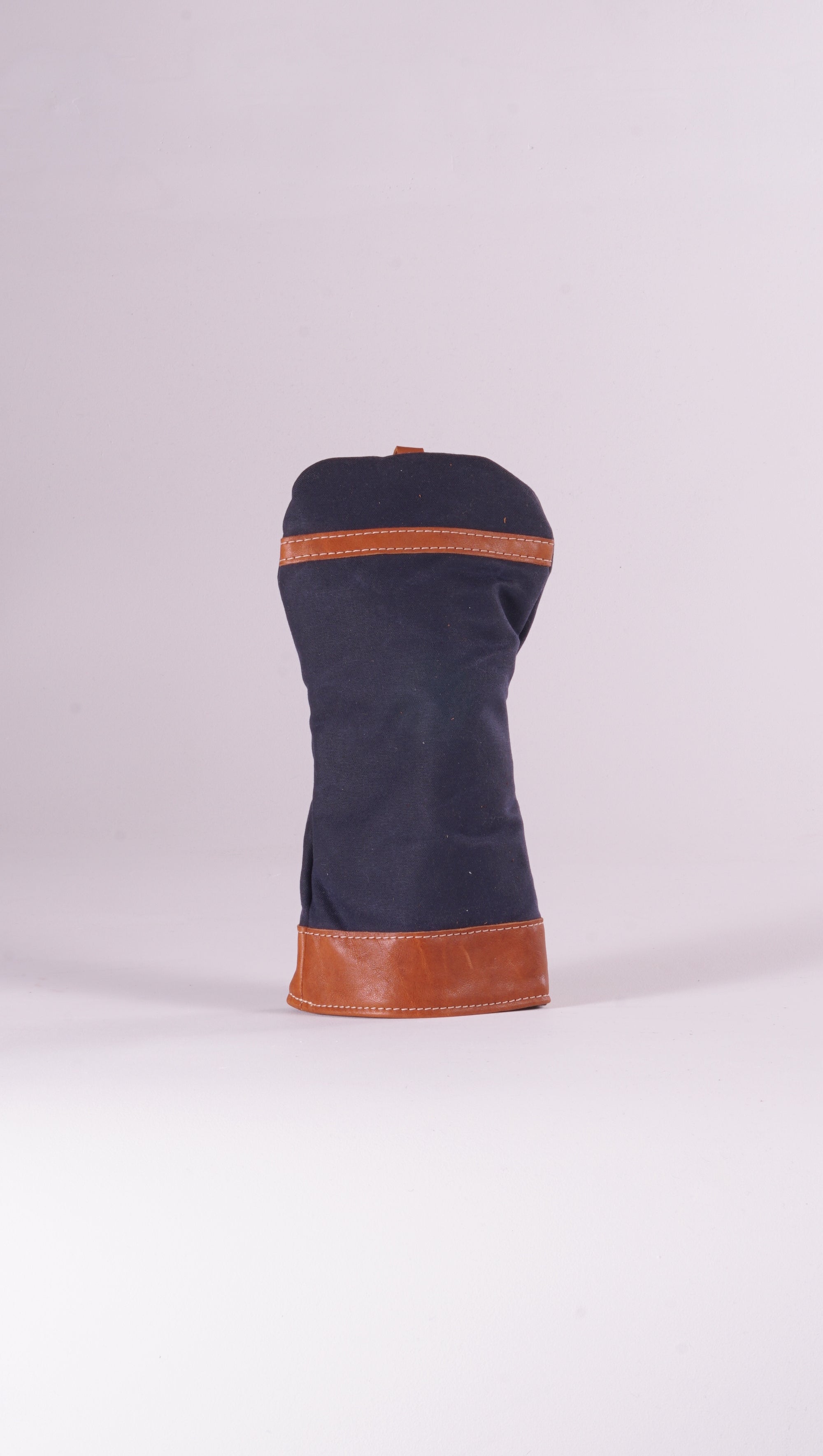 Modern Driver Head Cover - Navy Waxed Canvas and Natural Leather Trim
