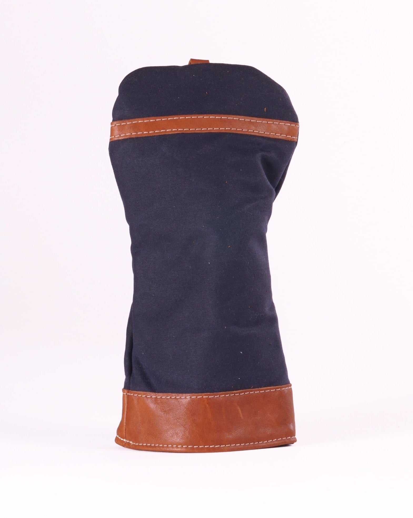 Modern Driver Head Cover - Navy Waxed Canvas and Natural Leather Trim