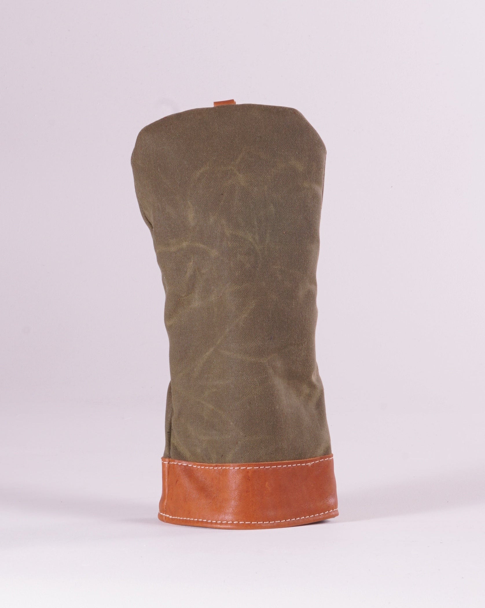 Modern Driver Head Cover - Olive Waxed Canvas and Natural Leather Trim