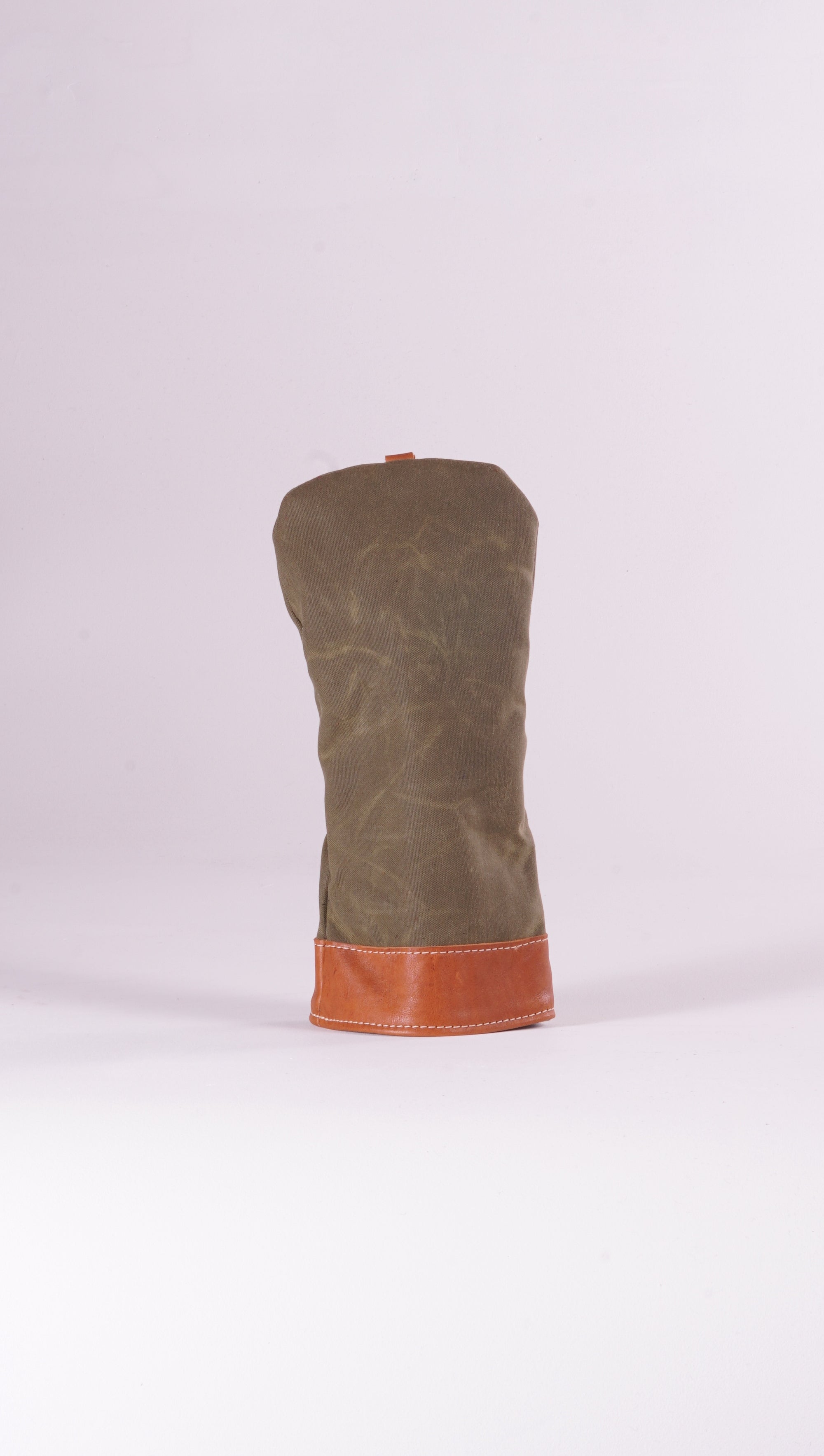 Modern Driver Head Cover - Olive Waxed Canvas and Natural Leather Trim