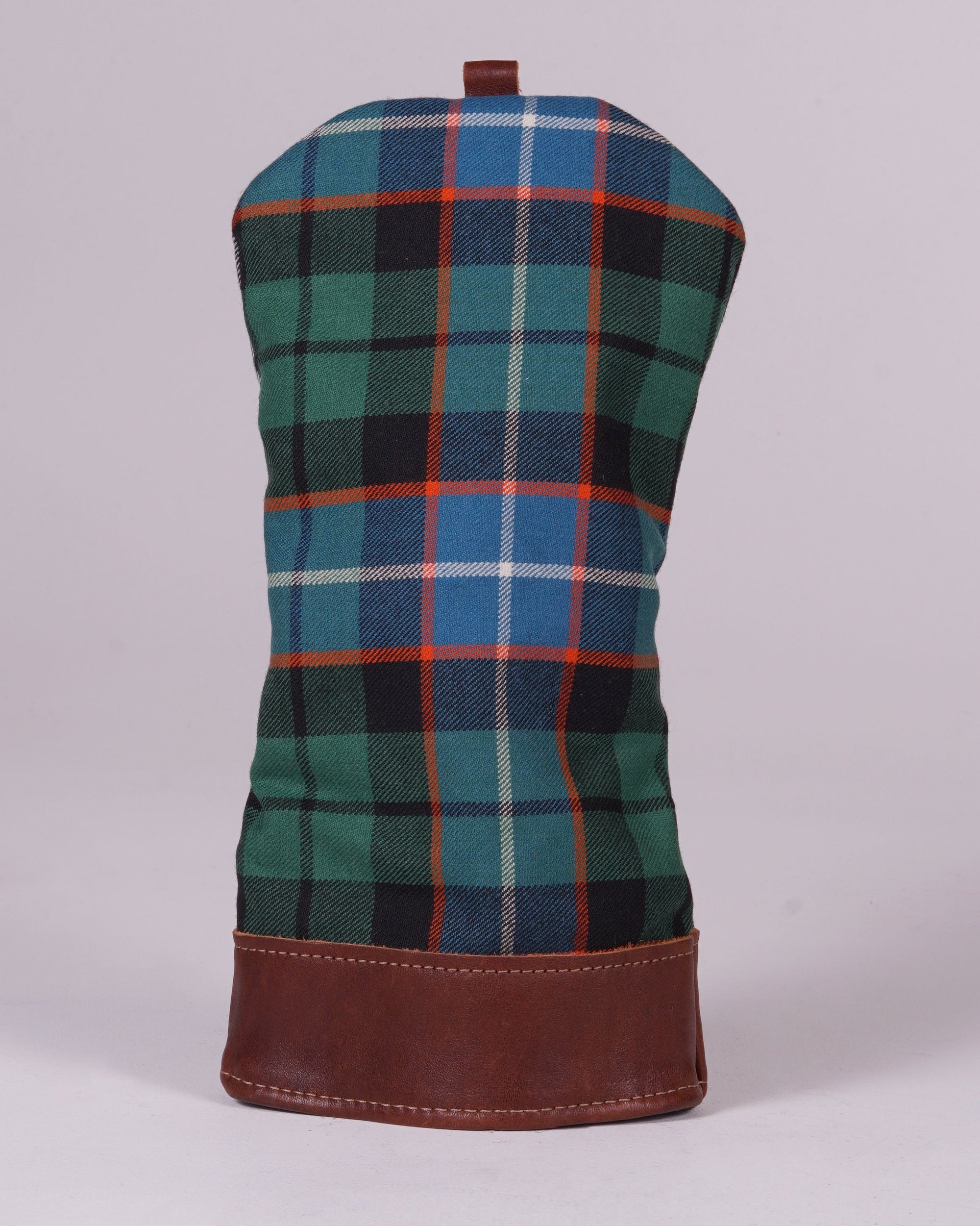 Modern Driver Cover - Galbraith OC Tartan with Chestnut Leather Trim