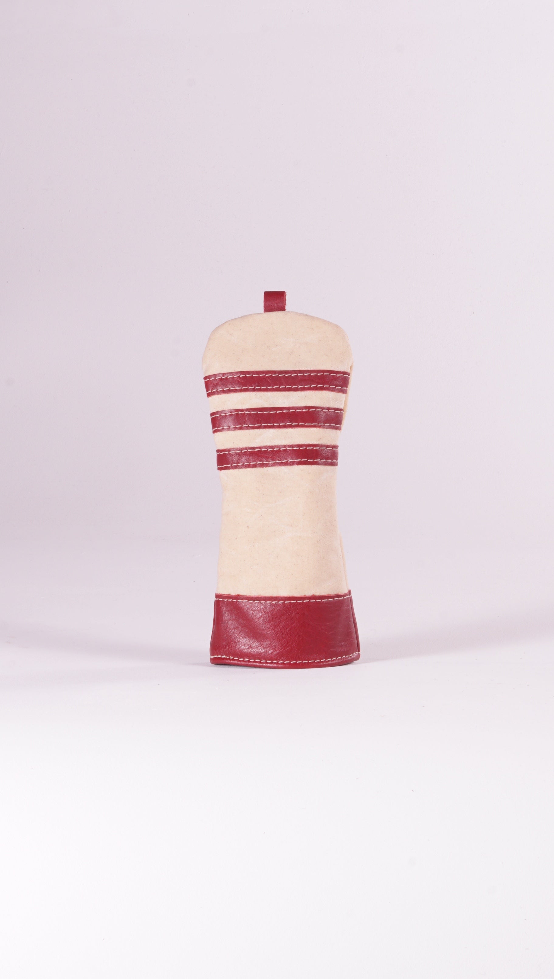 Fairway Wood Head Cover - Natural Waxed Canvas and Burgundy Leather Trim