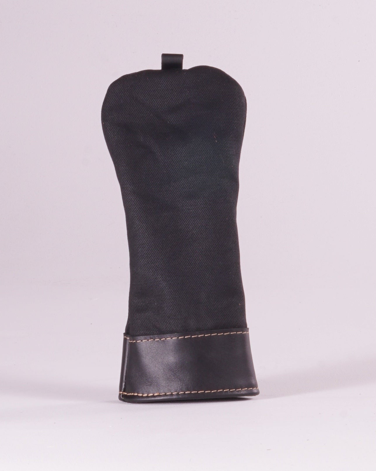 Fairway Wood Head Cover - Black Waxed Canvas and Black Leather trim