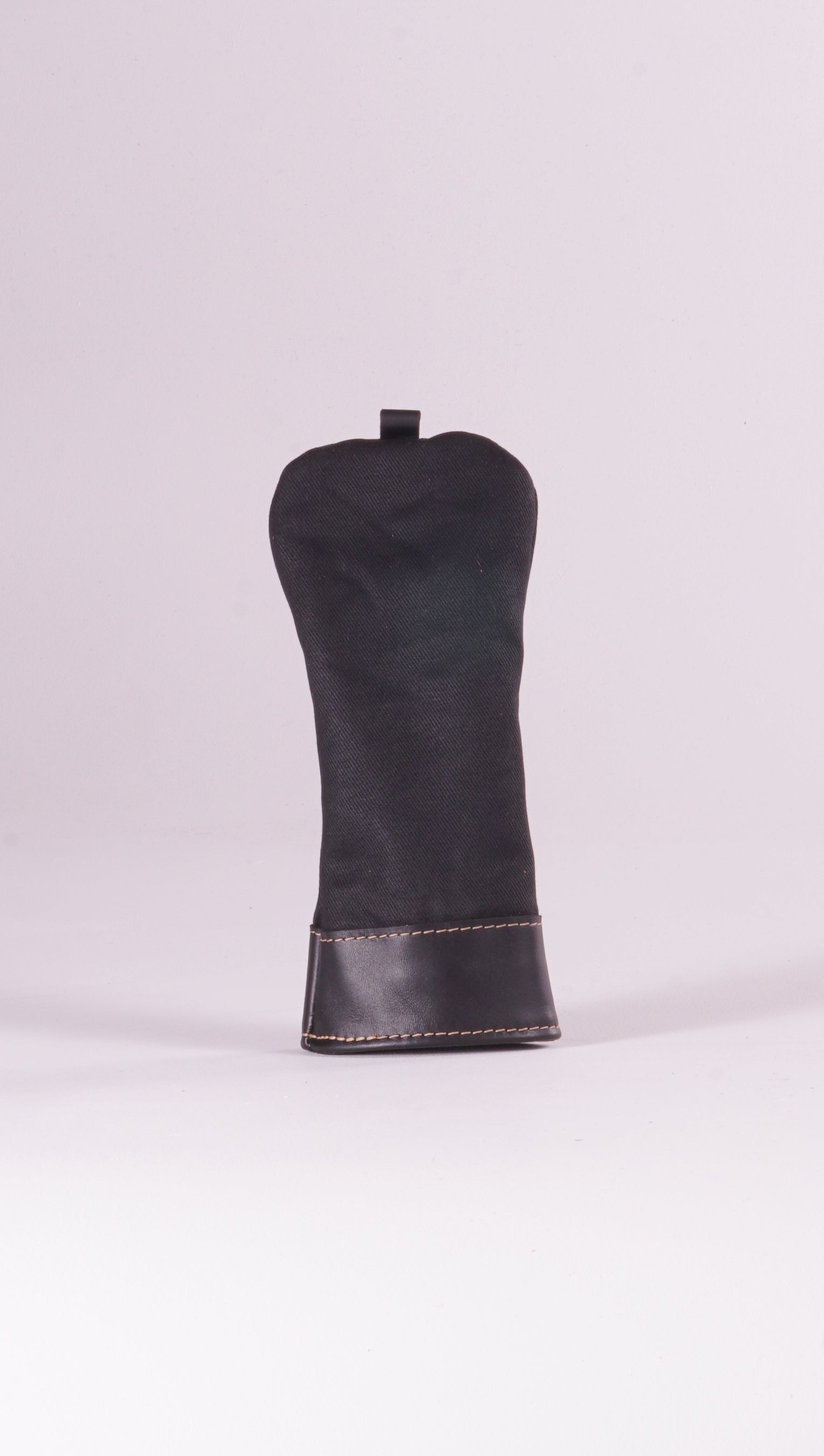 Fairway Wood Head Cover - Black Waxed Canvas and Black Leather trim