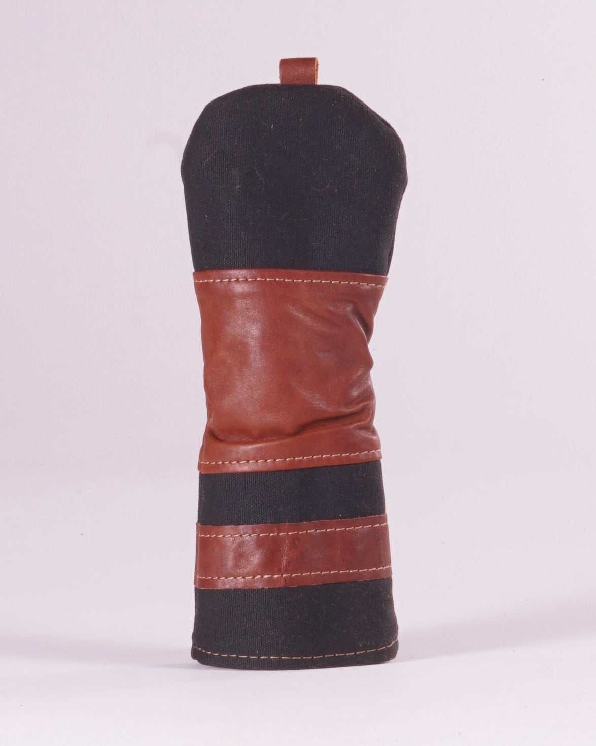Fairway Wood Head Cover - Black Waxed Canvas and Chestnut Leather trim