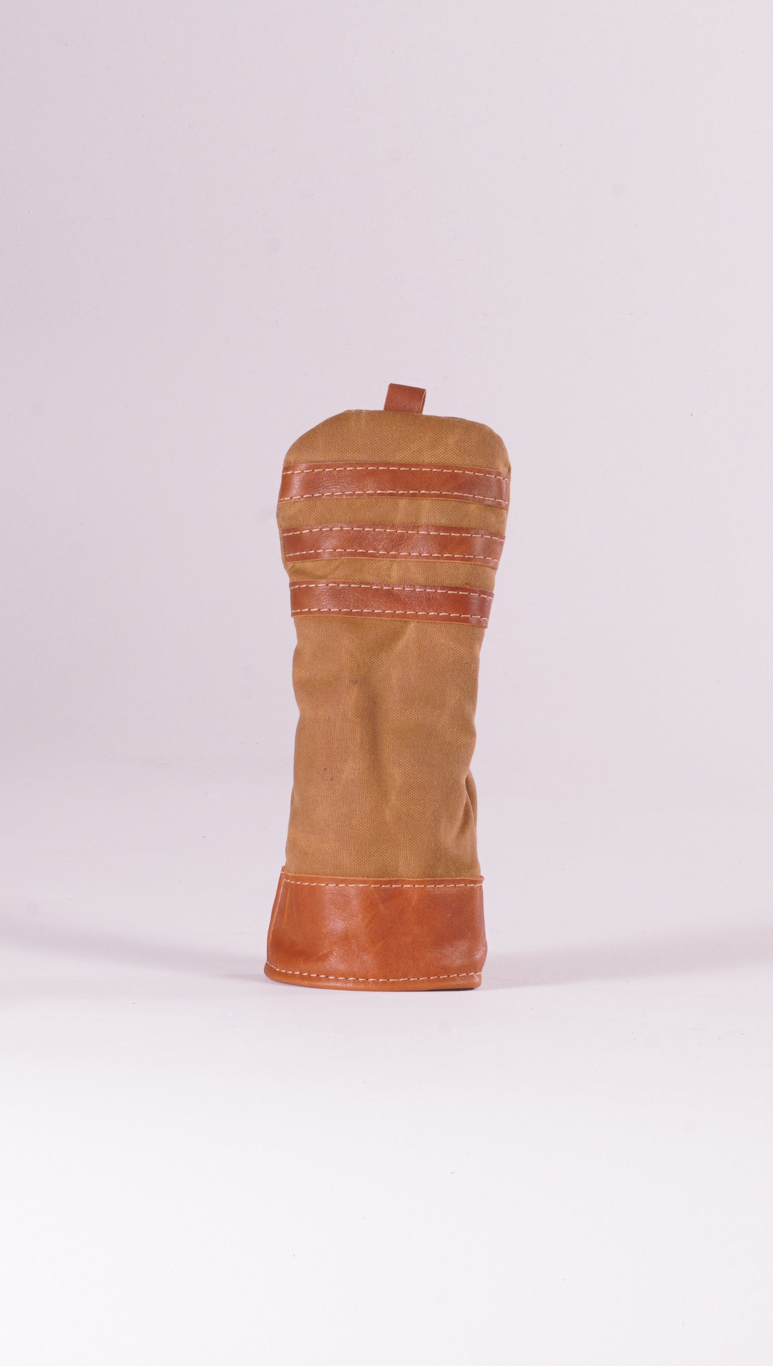 Fairway Wood Head Cover - Field Tan Waxed Canvas and Natural Leather trim (3 stripes)