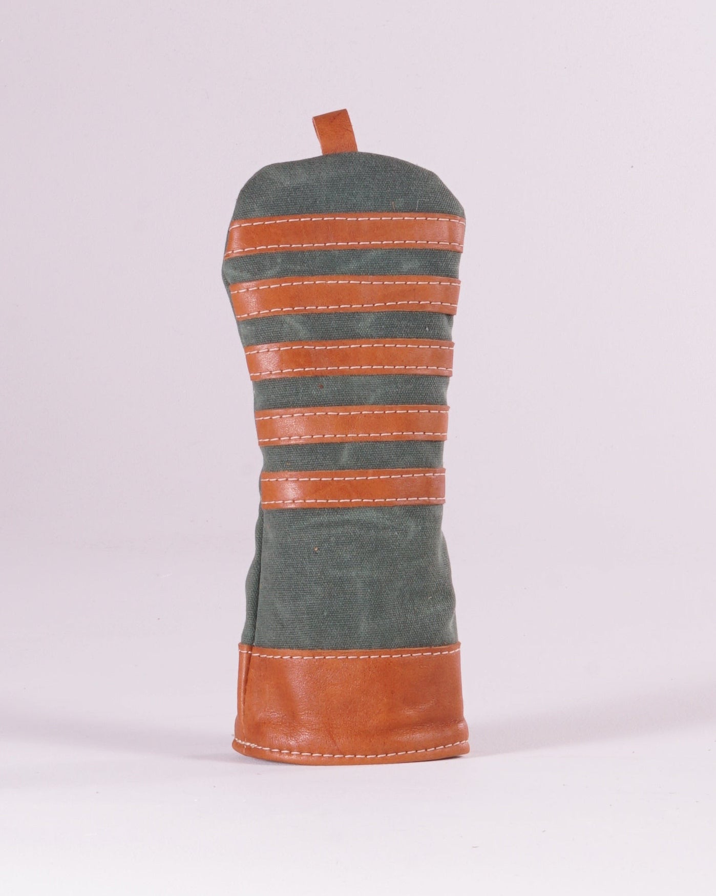 Fairway Wood Head Cover - Spruce Green Waxed Canvas & Natural Leather trim