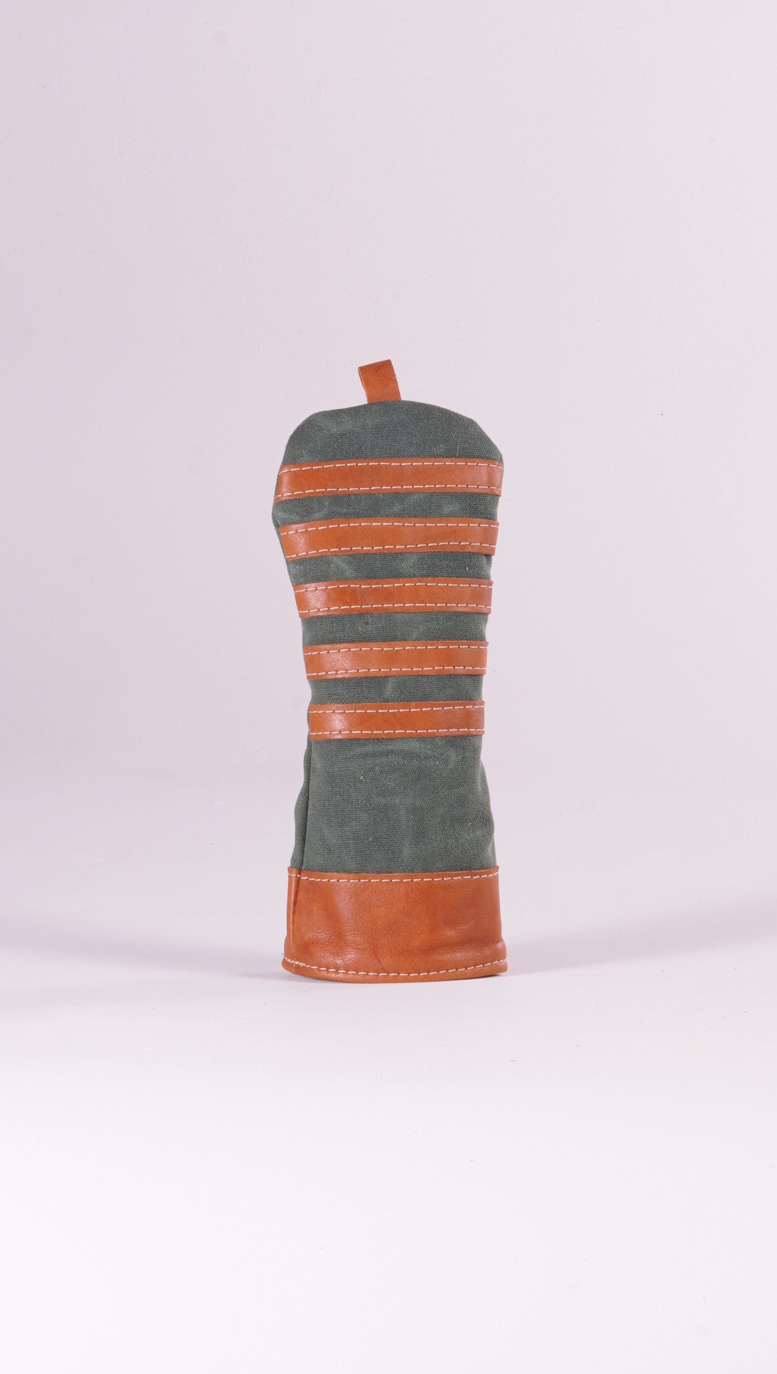 Fairway Wood Head Cover - Spruce Green Waxed Canvas & Natural Leather trim