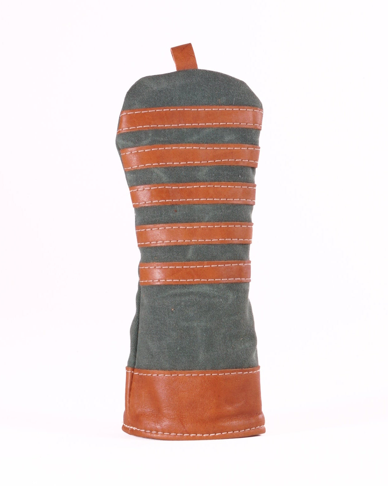 Fairway Wood Head Cover - Spruce Green Waxed Canvas & Natural Leather trim