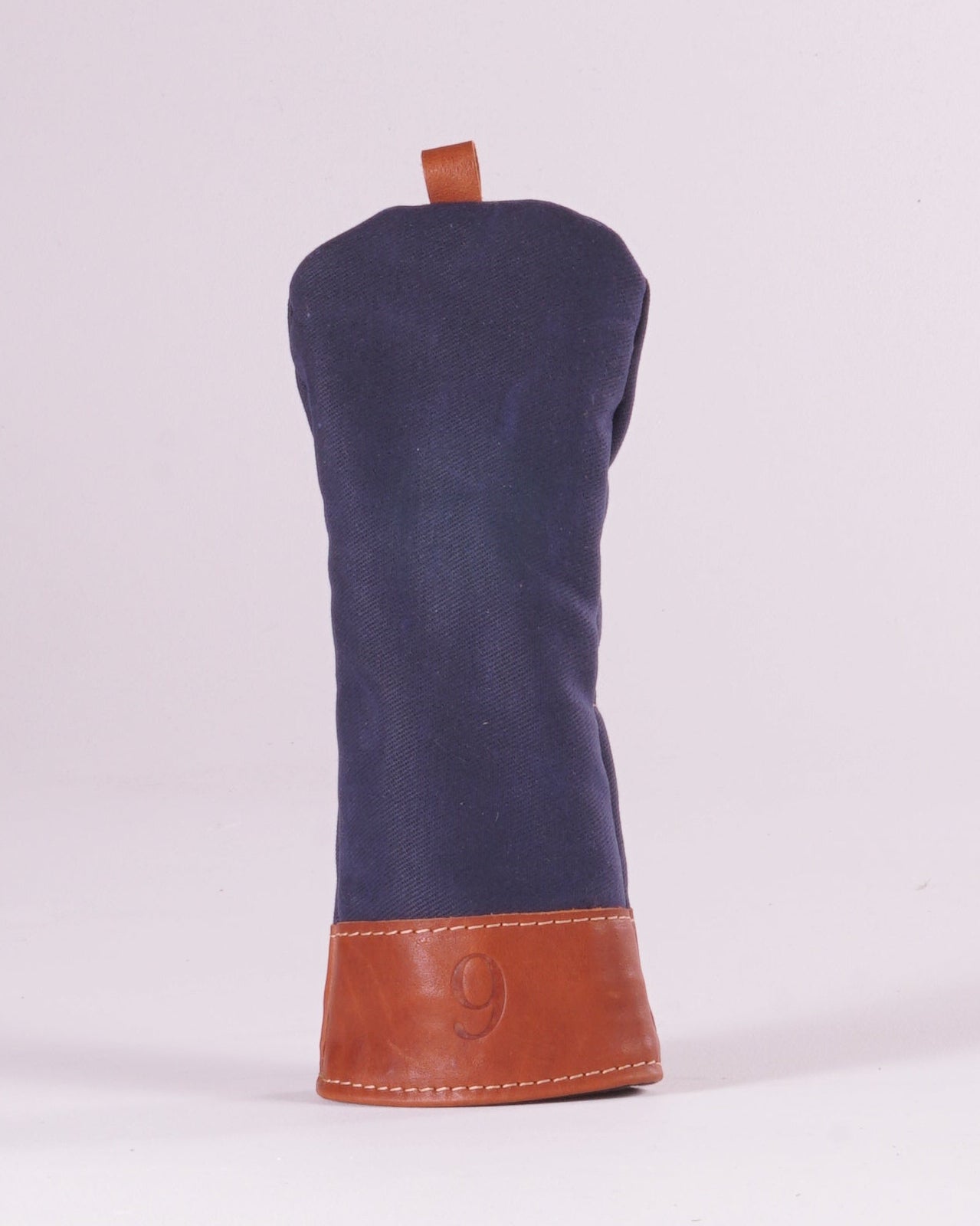#9 Fairway Wood Head Cover - Navy Waxed Canvas & Natural Leather trim