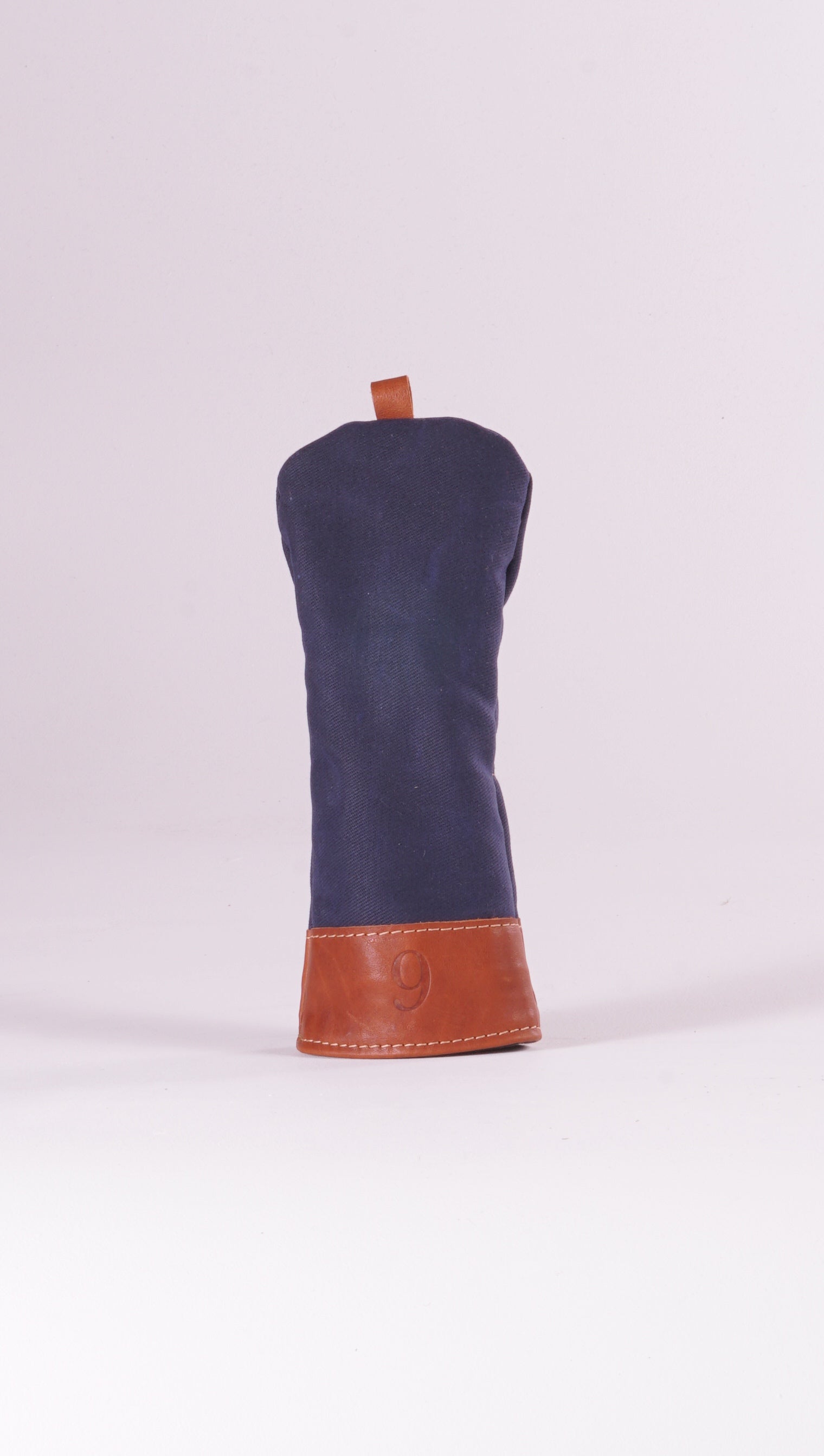 #9 Fairway Wood Head Cover - Navy Waxed Canvas & Natural Leather trim