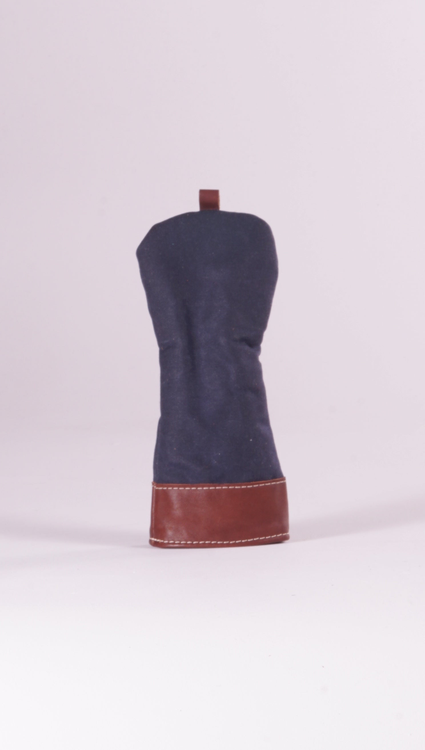 Fairway Wood Head Cover - Navy Waxed Canvas & Chestnut Leather trim