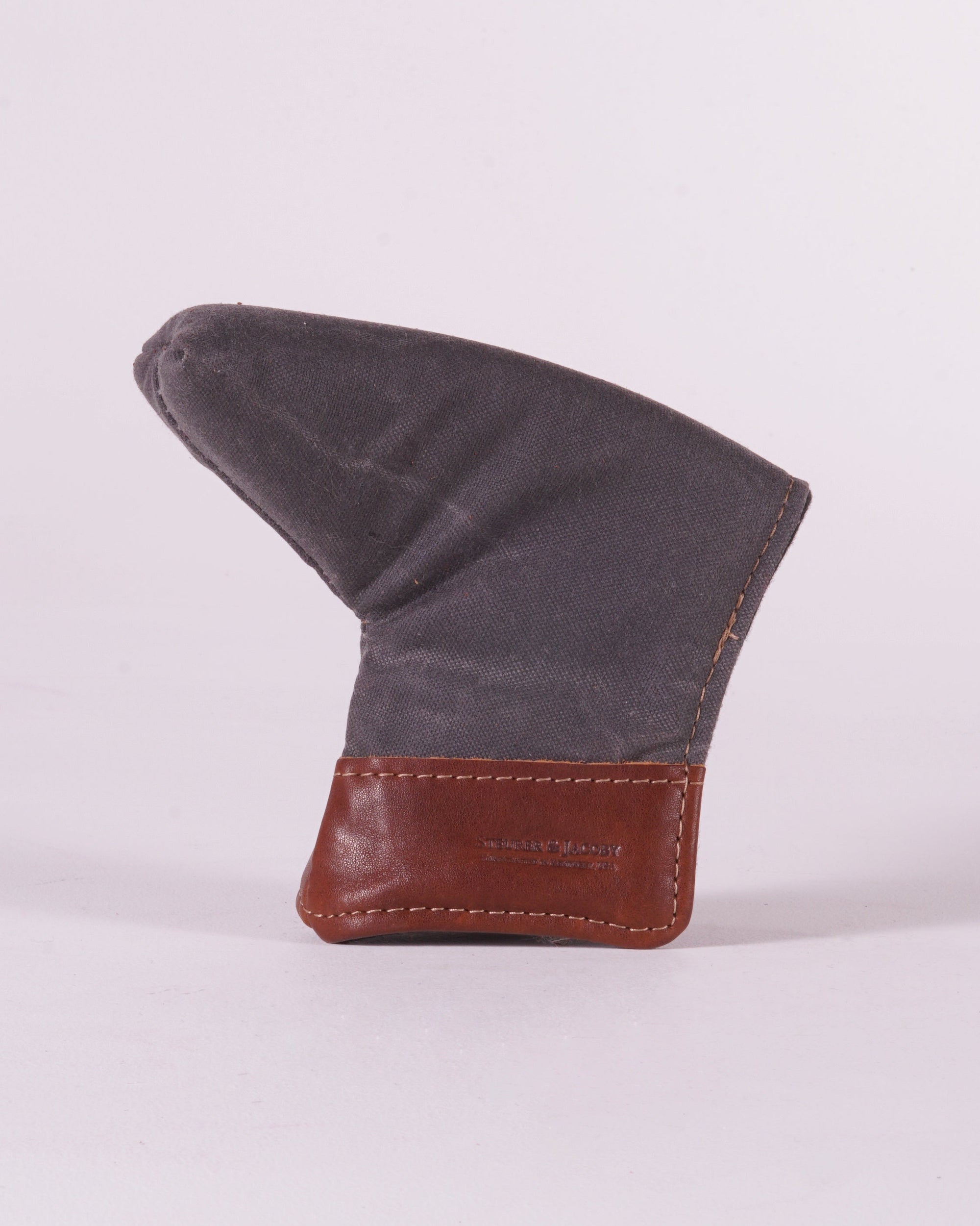 Putter Cover - Charcoal Waxed Canvas with Chestnut Leather Trim