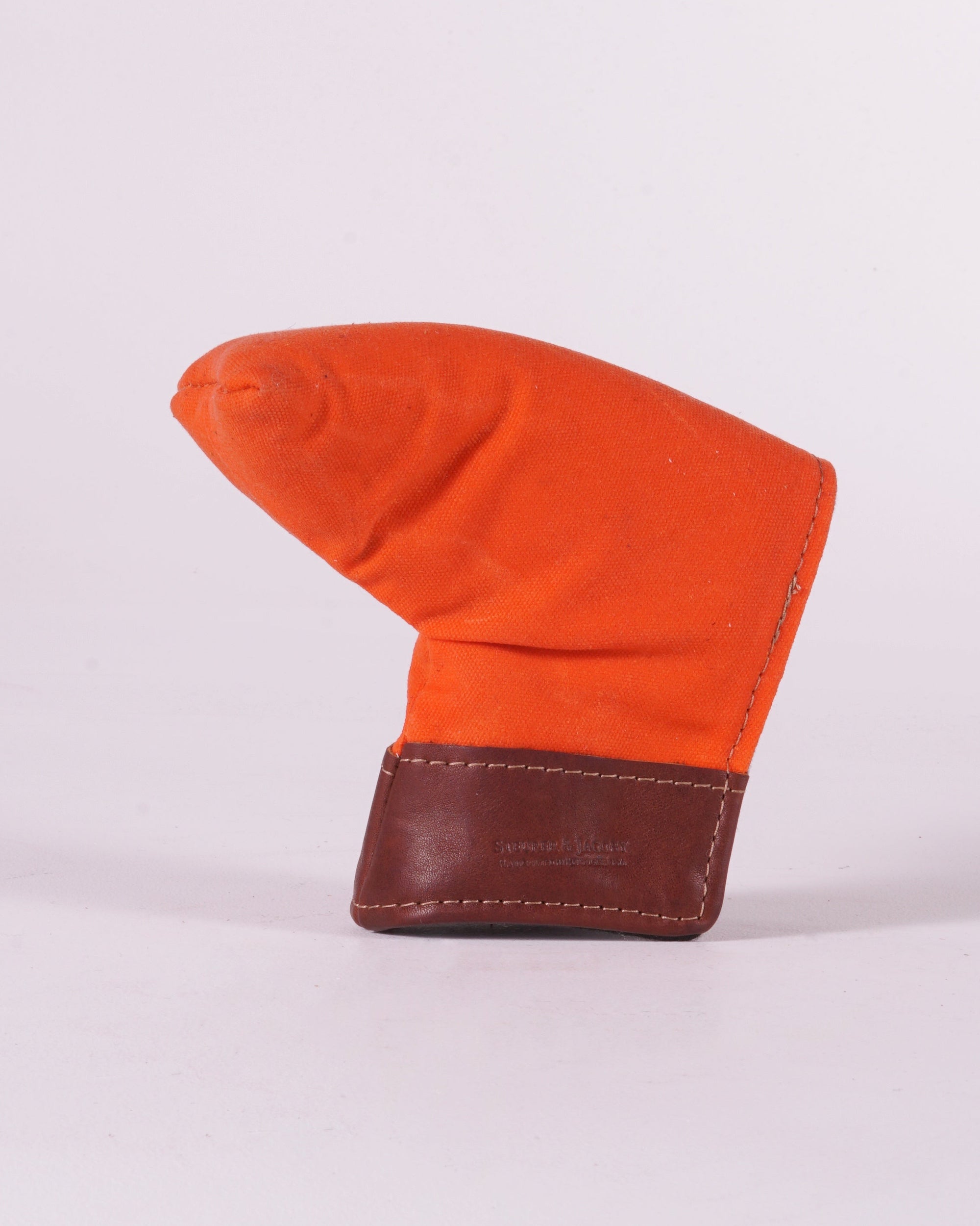 Putter Cover - Orange Waxed Canvas with Chestnut Leather Trim