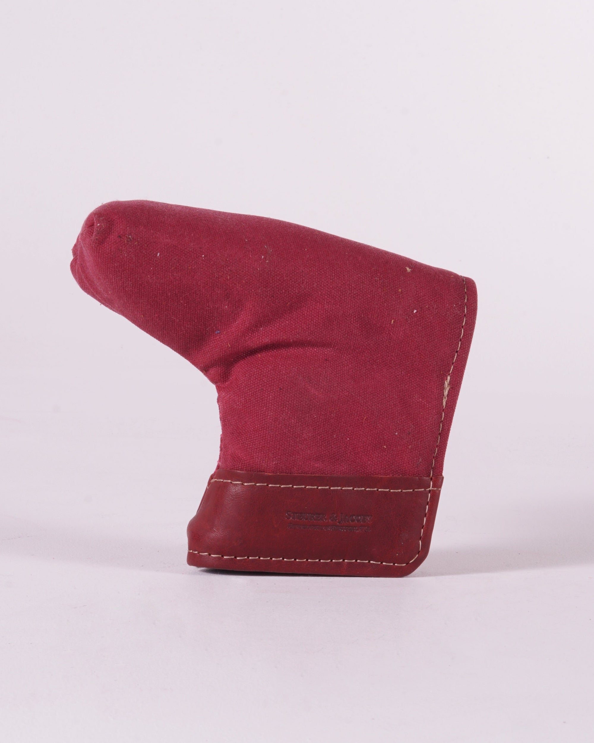 Putter Cover - Burgundy Waxed Canvas with Burgundy Leather Trim
